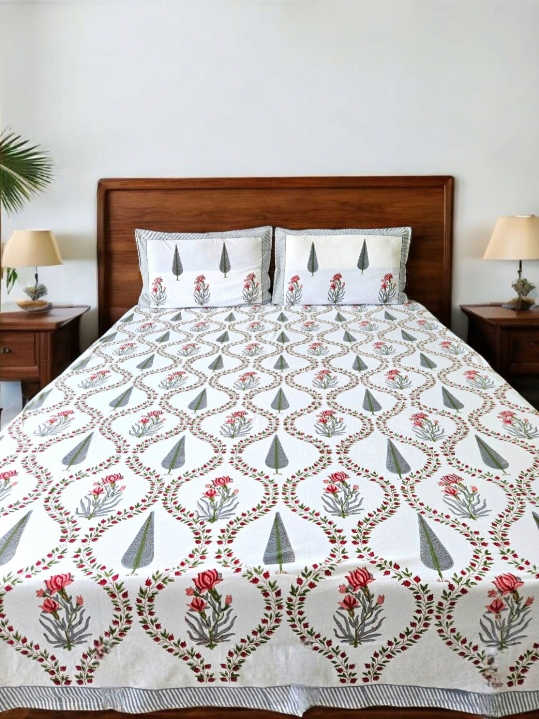 

Feels Like Home Jashn Collection Green Printed Cotton King Bedsheet Set 2.74 x 2.74m