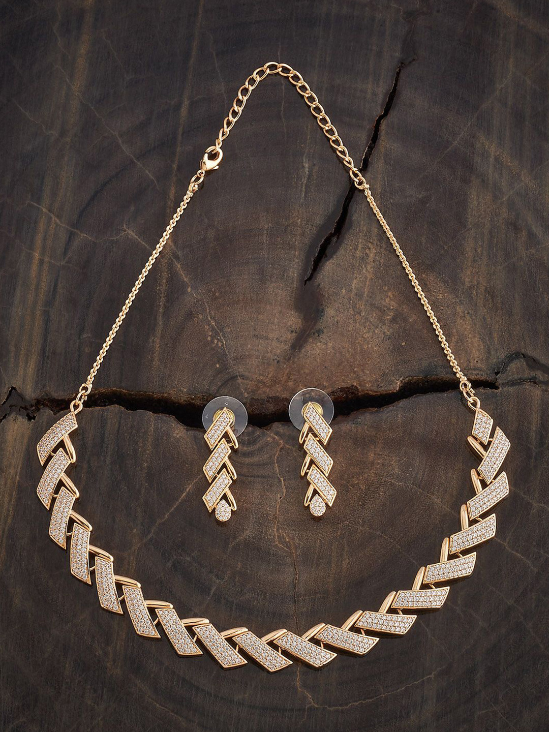

Kushal's Fashion Jewellery Gold-Plated Cubic Zirconia Studded Necklace