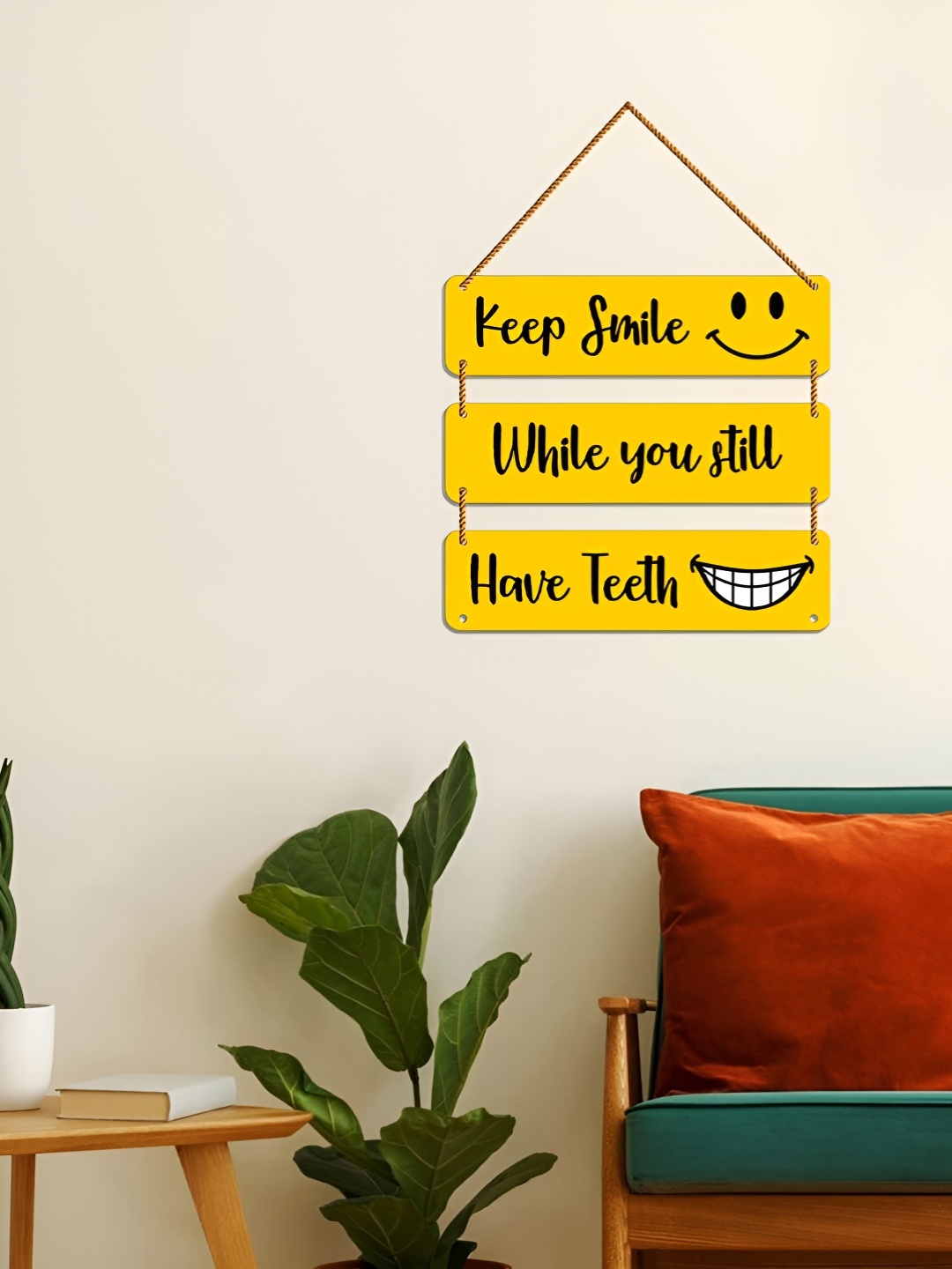 

WallDaddy Yellow & Black Printed Wooded Motivational Wall Hanging Decor