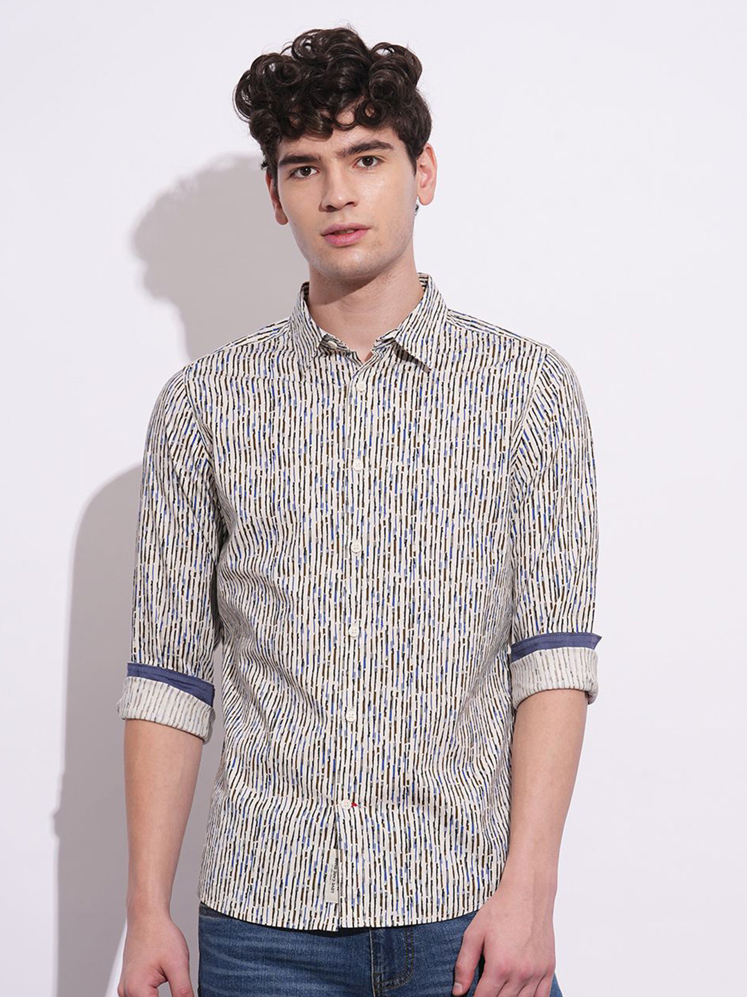 

Being Human Men Classic Opaque Printed Casual Shirt, White