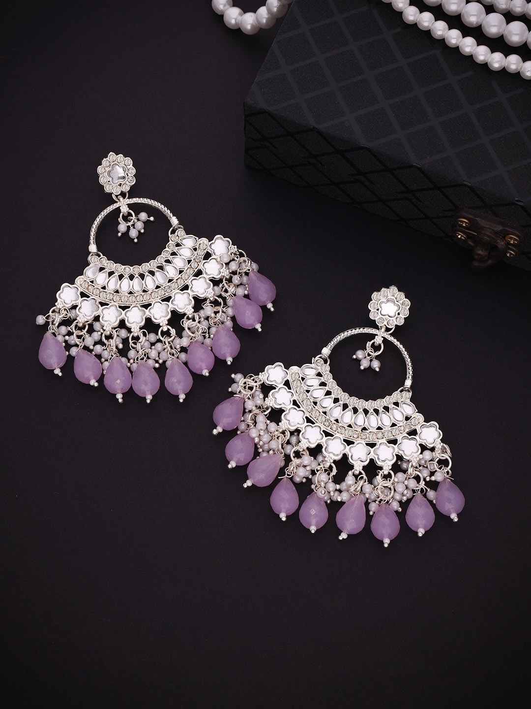 

Anouk Silver-Plated Artificial Beads Contemporary Jhumkas