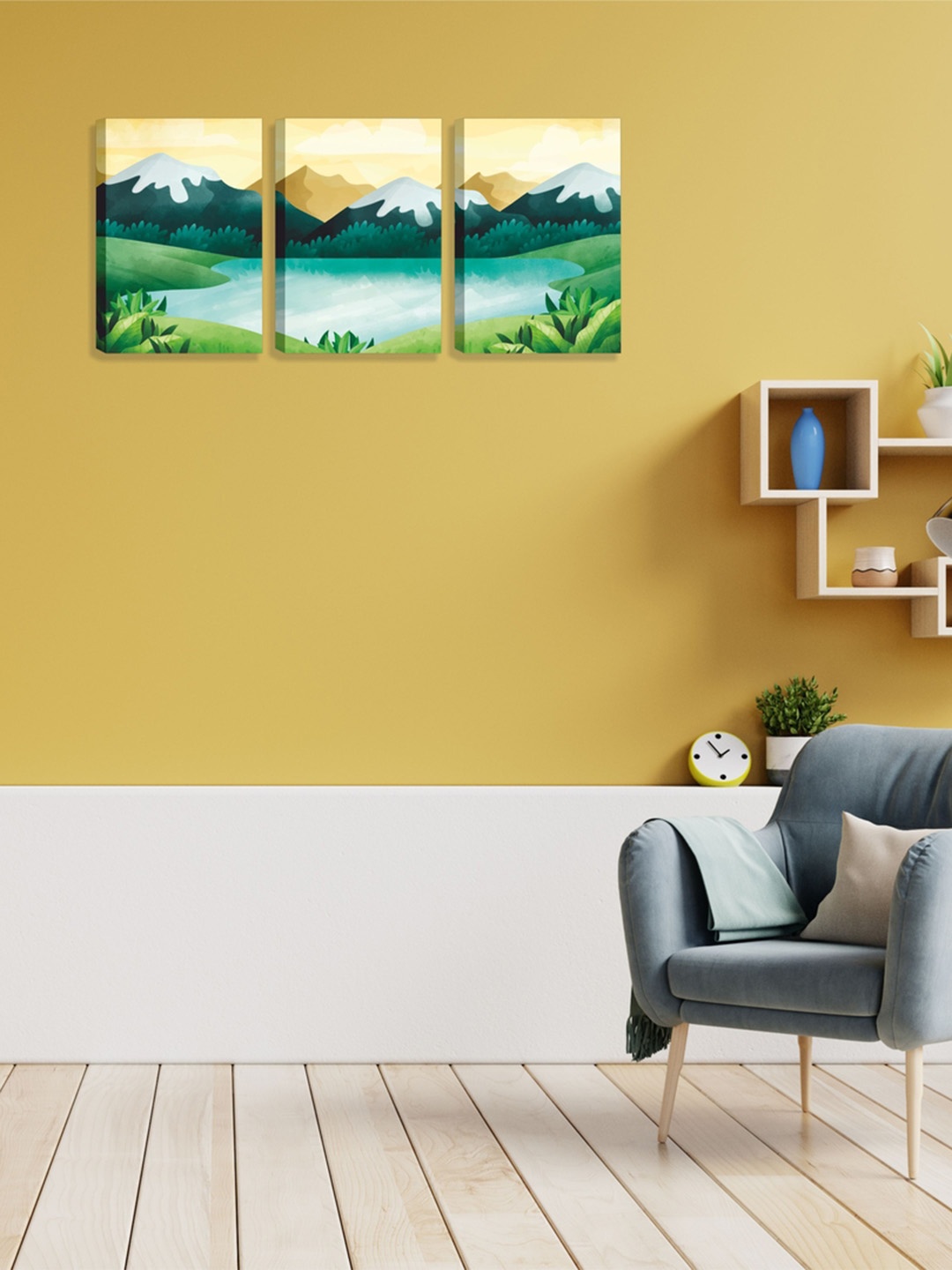 

CVANU White& Green 3Pcs Canvas Wall Paintings