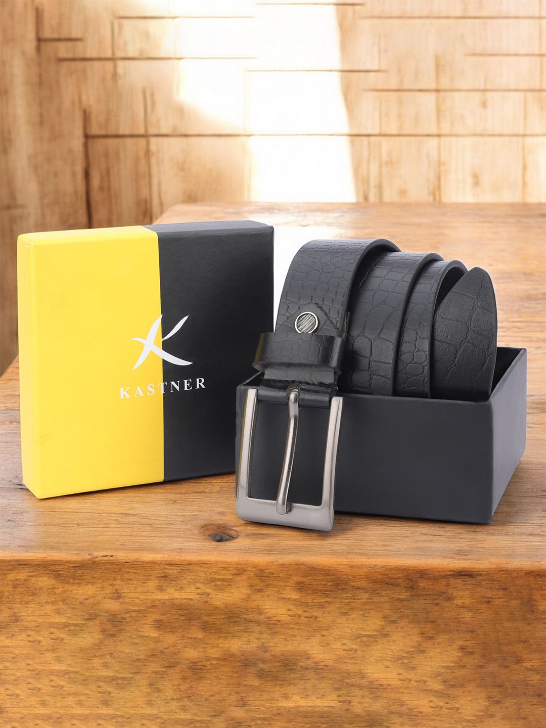

Kastner Men Leather Formal Belt, Black