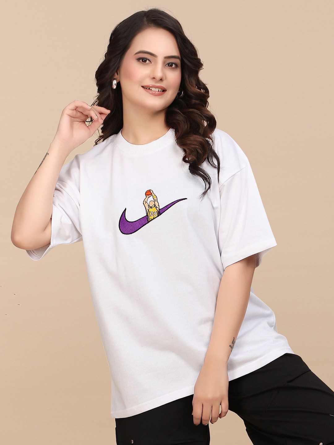 

Moda Rapido Women Graphic Printed Round Neck Cotton Relaxed Fit T-shirt, White