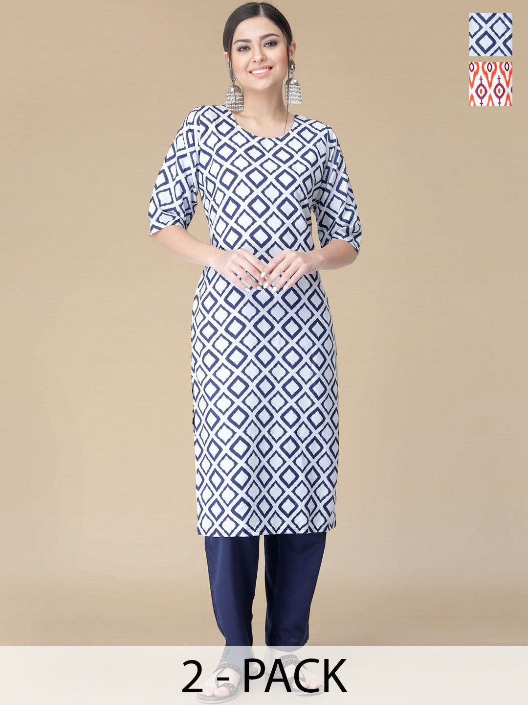 

Moda Rapido Women Printed Regular Kurta with Trousers, Blue