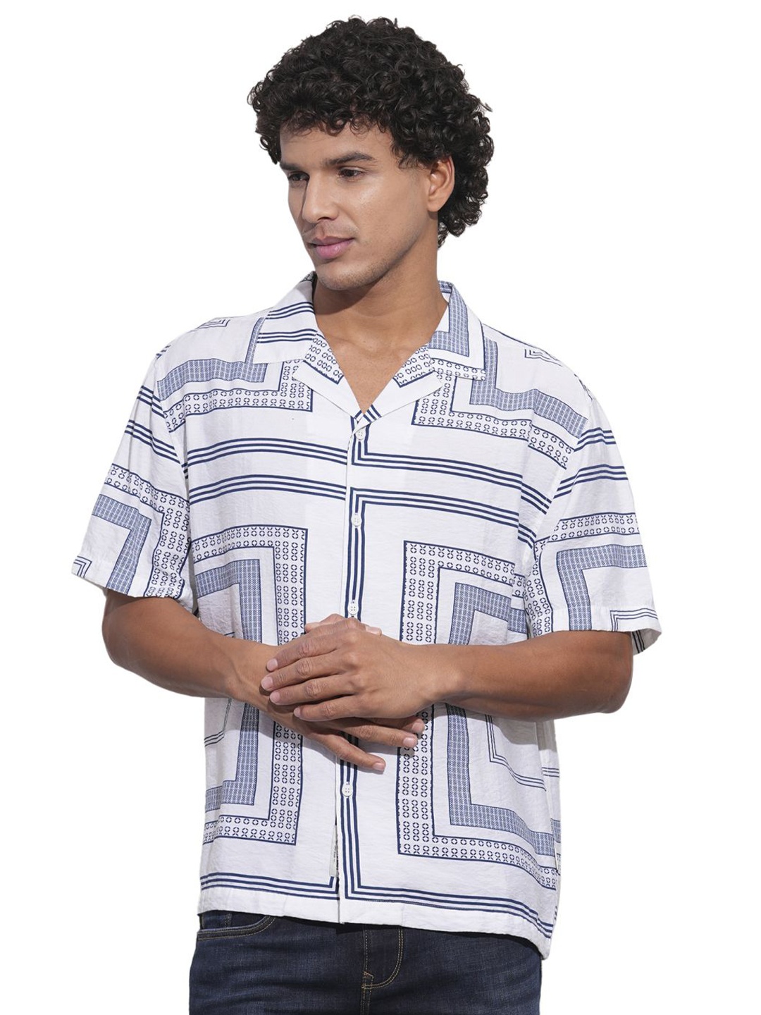 

Being Human Men Classic Opaque Printed Casual Shirt, White