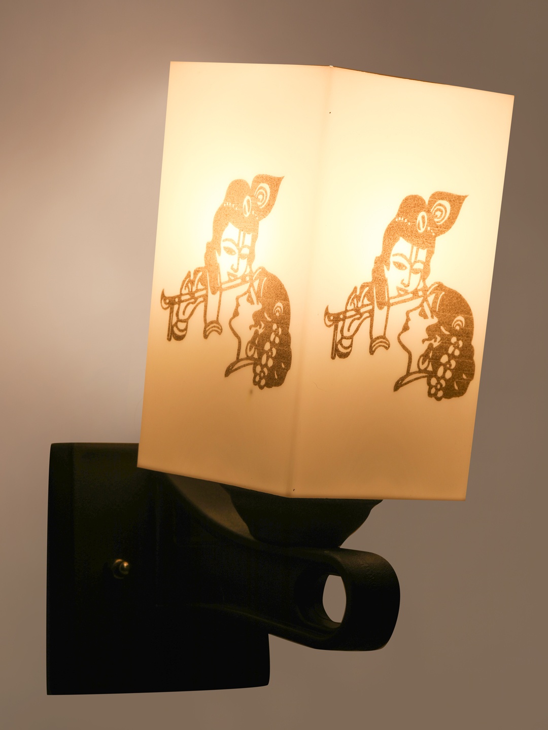 

Gojeeva White & Black RadhaKrishna Printed Acrylic Traditional Rectangle Shaped Wall Lamp