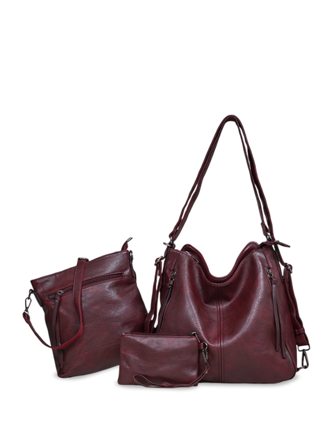 

ITALISH PU Swagger Shoulder Bag with Tasselled, Burgundy