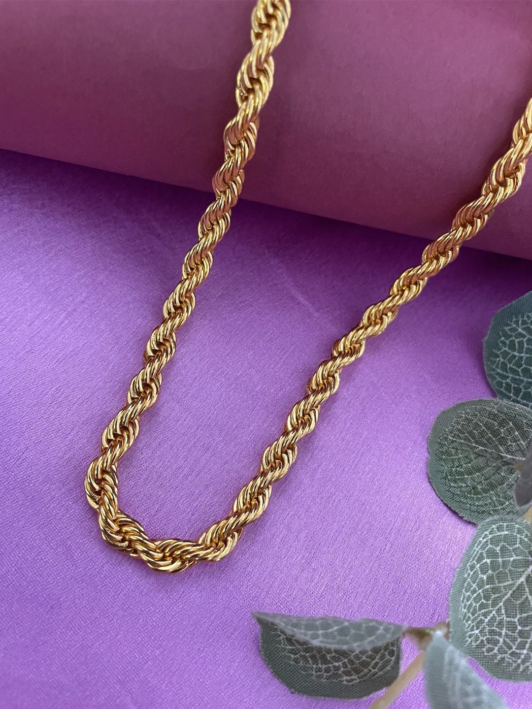

Digital Dress Room Gold-Plated Minimal Rope Design Chain Necklace