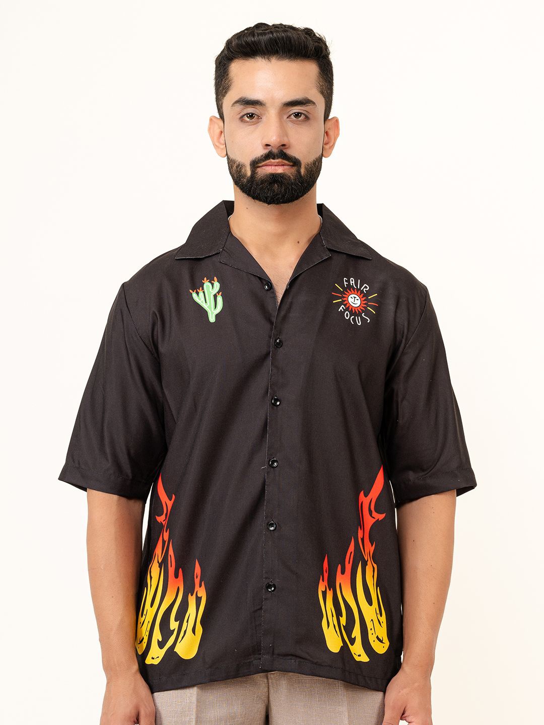 

Tistabene Men Opaque Printed Casual Shirt, Black