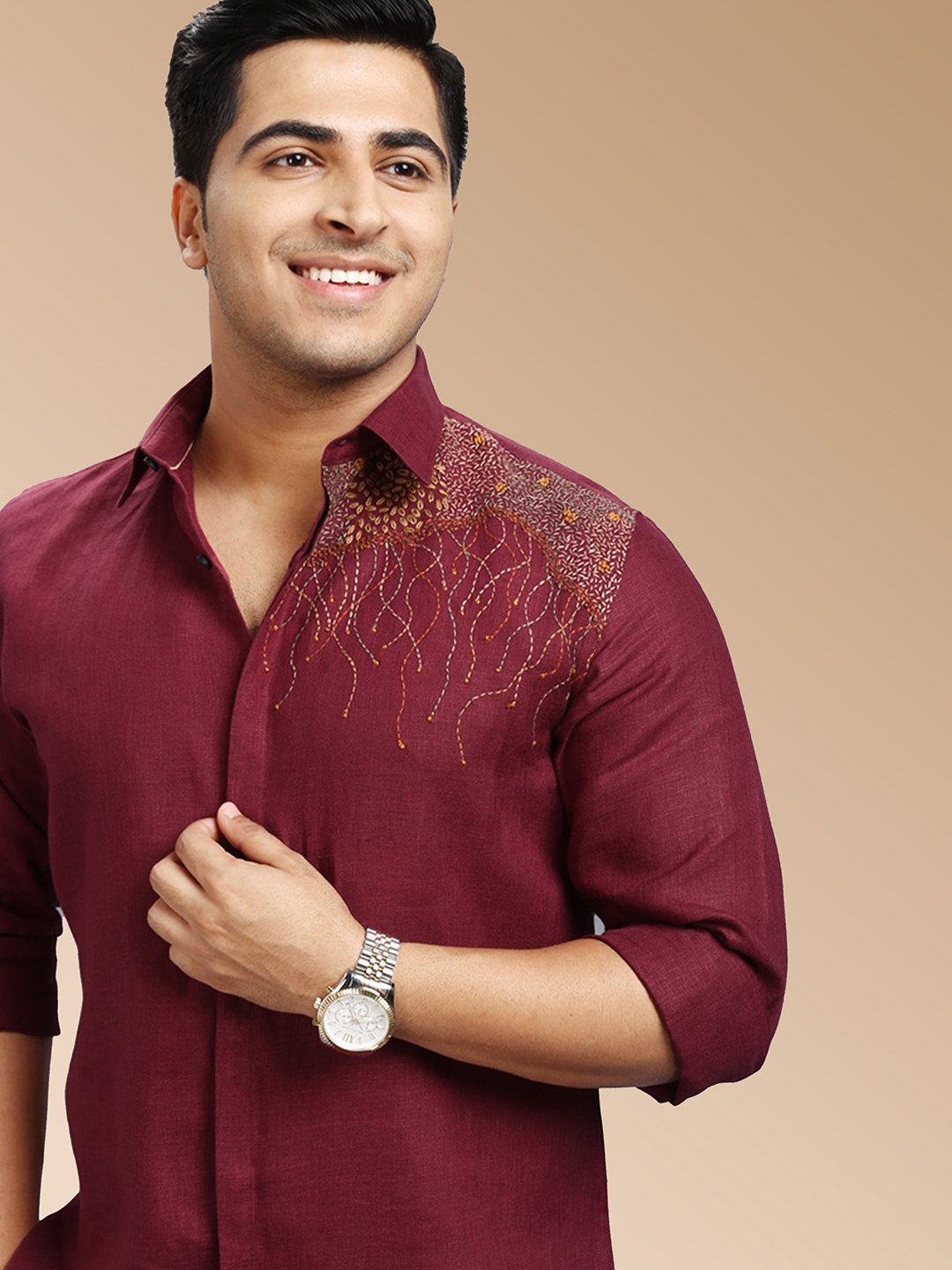 

ASUKA Men Opaque Casual Shirt, Maroon