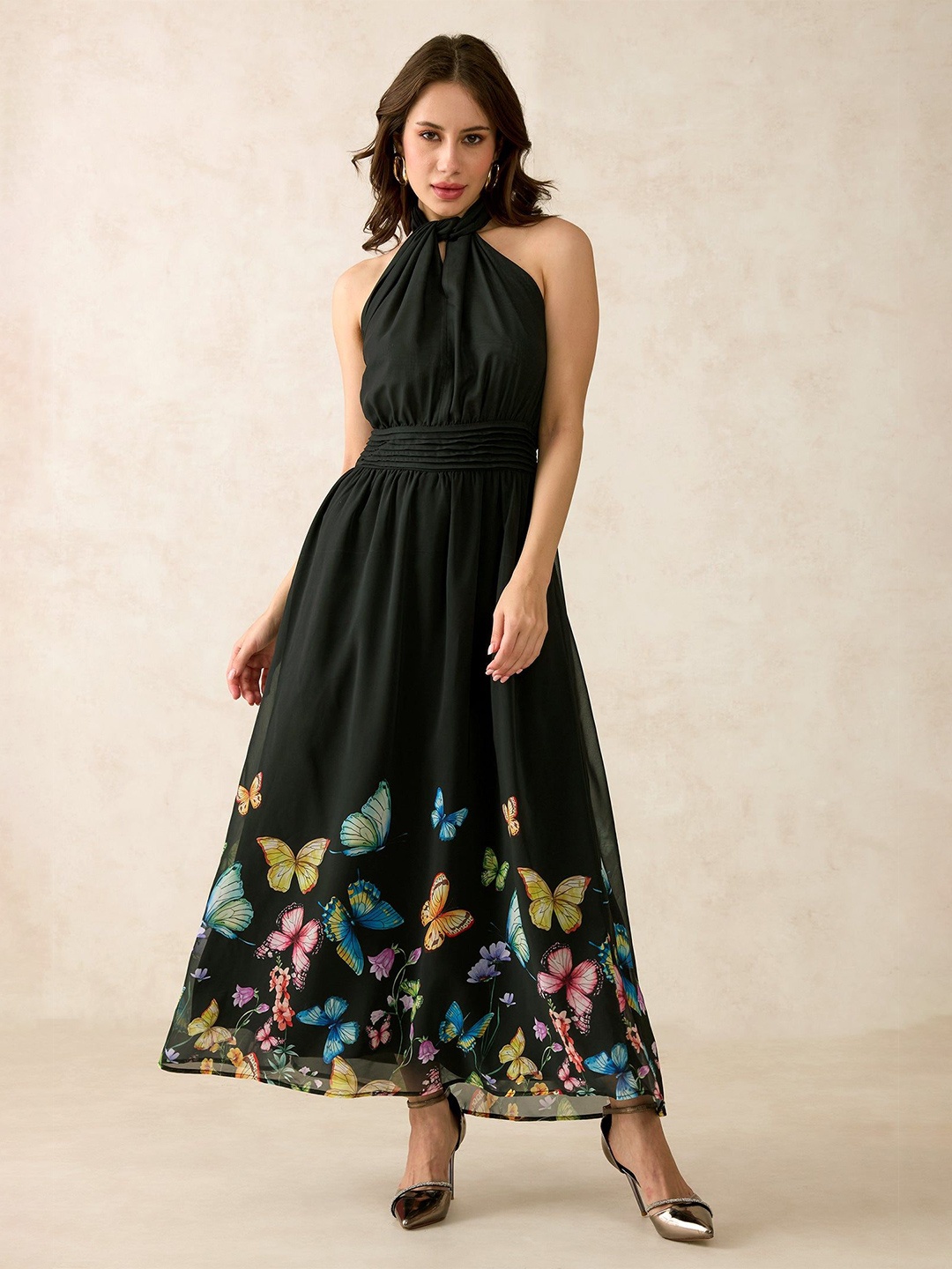 

Virgio Samara Halter Neck Maxi Dress, Black