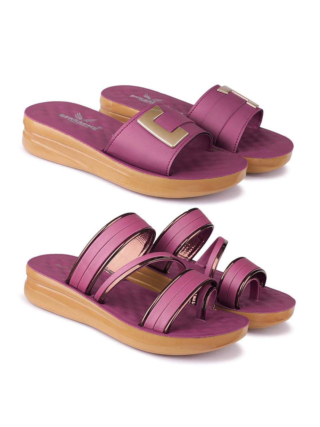 

BERSACHE Women Open Toe Flats, Purple