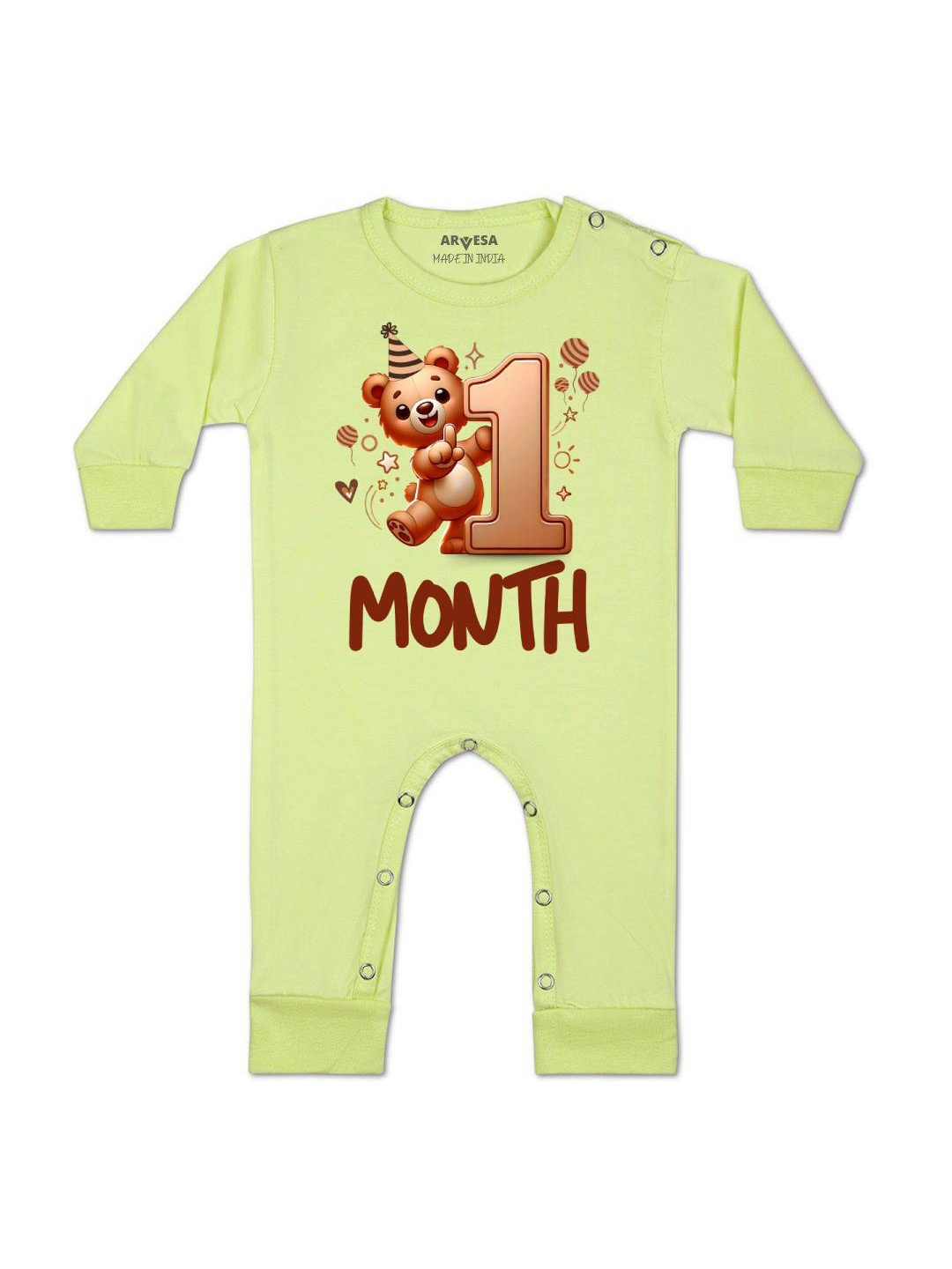

Arvesa One Month Baby Boy Printed Baby Romper, Yellow