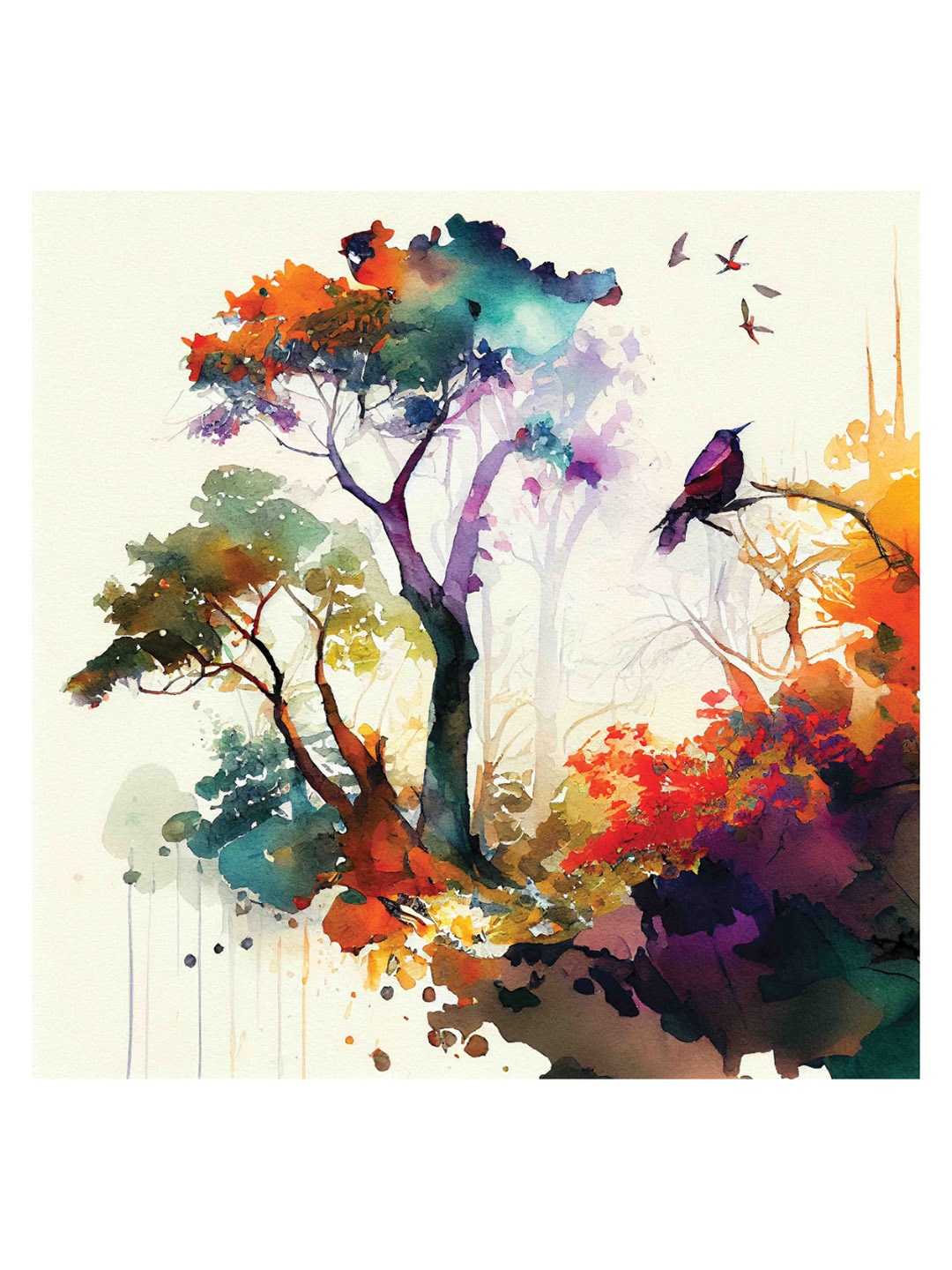 

CVANU Green & Orange Floral & Botanical Canvas Painting Wall Art