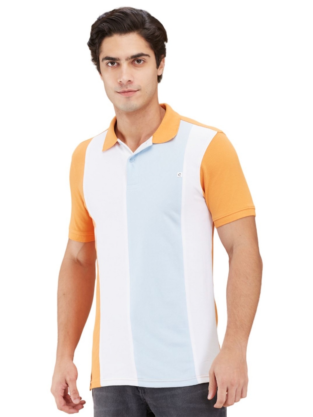 

Being Human Men Colourblocked Polo Collar T-shirt, Orange