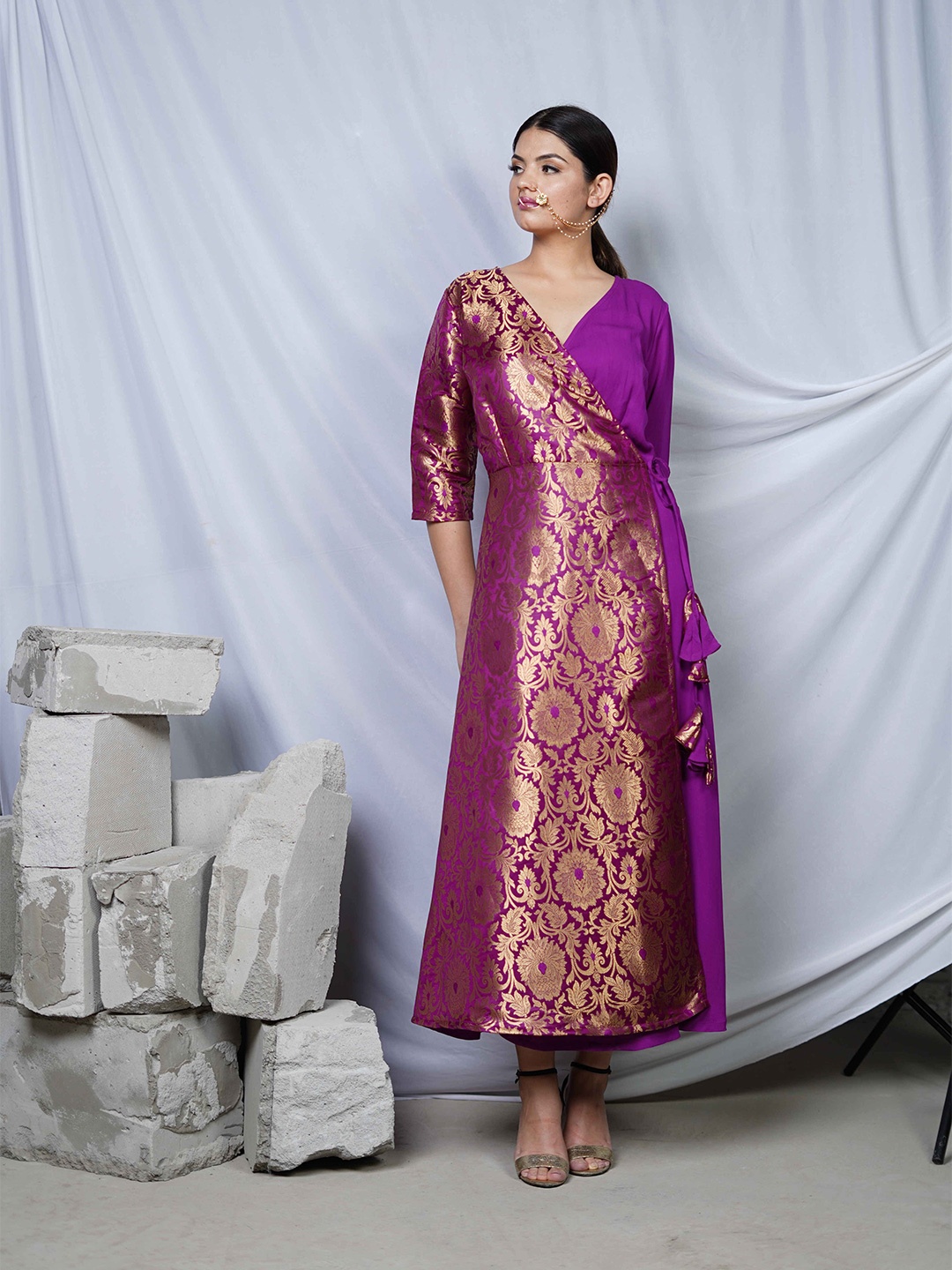 

Shades of Sabi Floral Print Dress, Purple