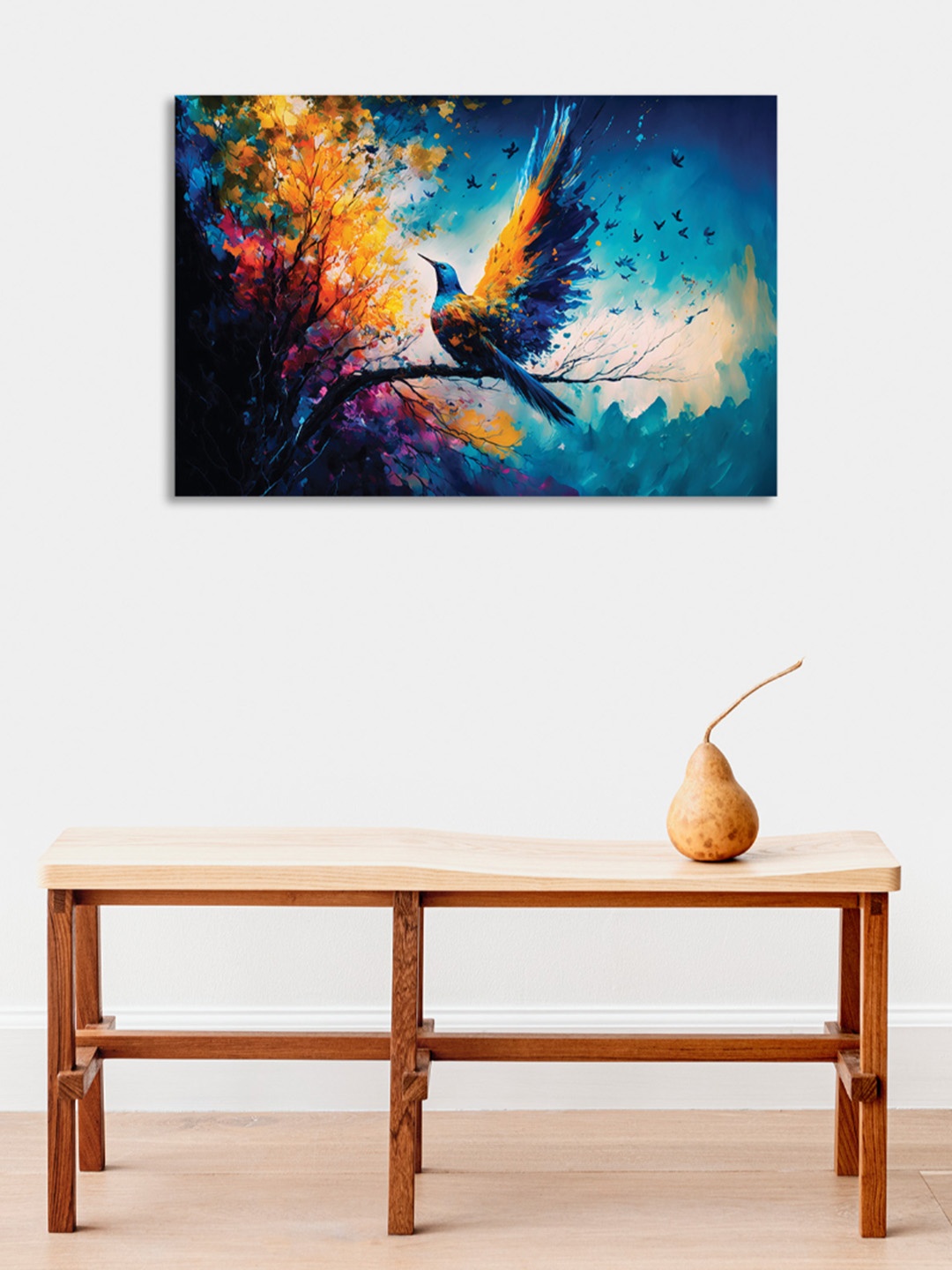 

CVANU Orange & Blue Unframed Canvas Painting Wall Art