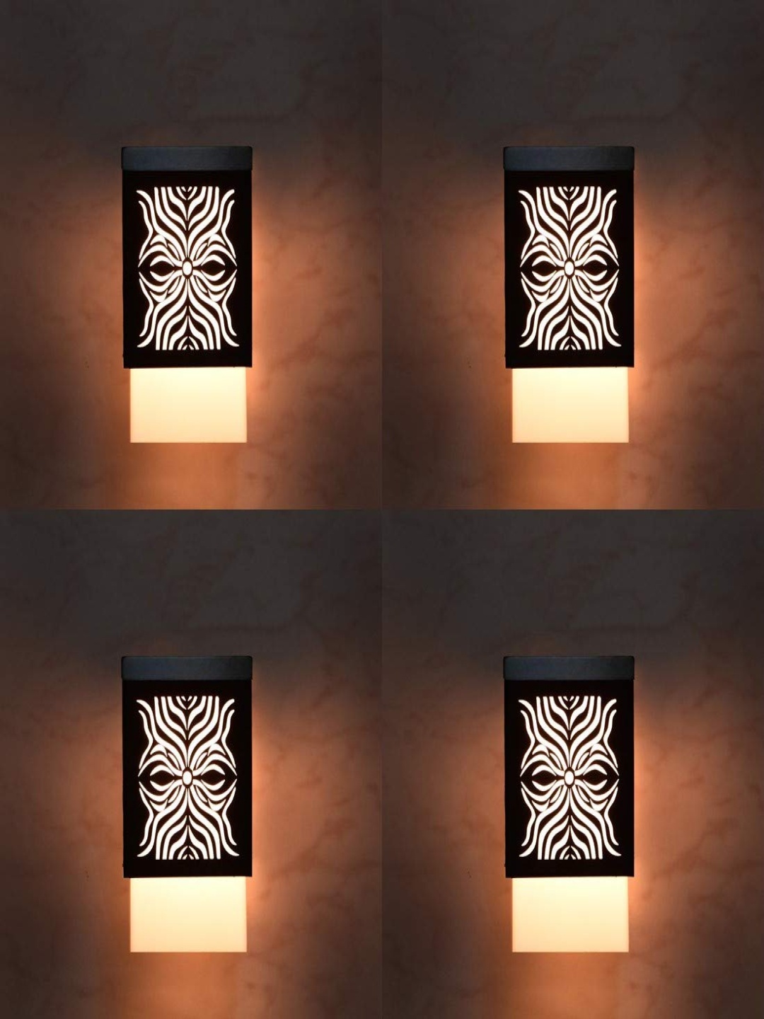 

Gojeeva Black & White 4 Pieces Textured Wooden Square Shaped Ceiling Lamps