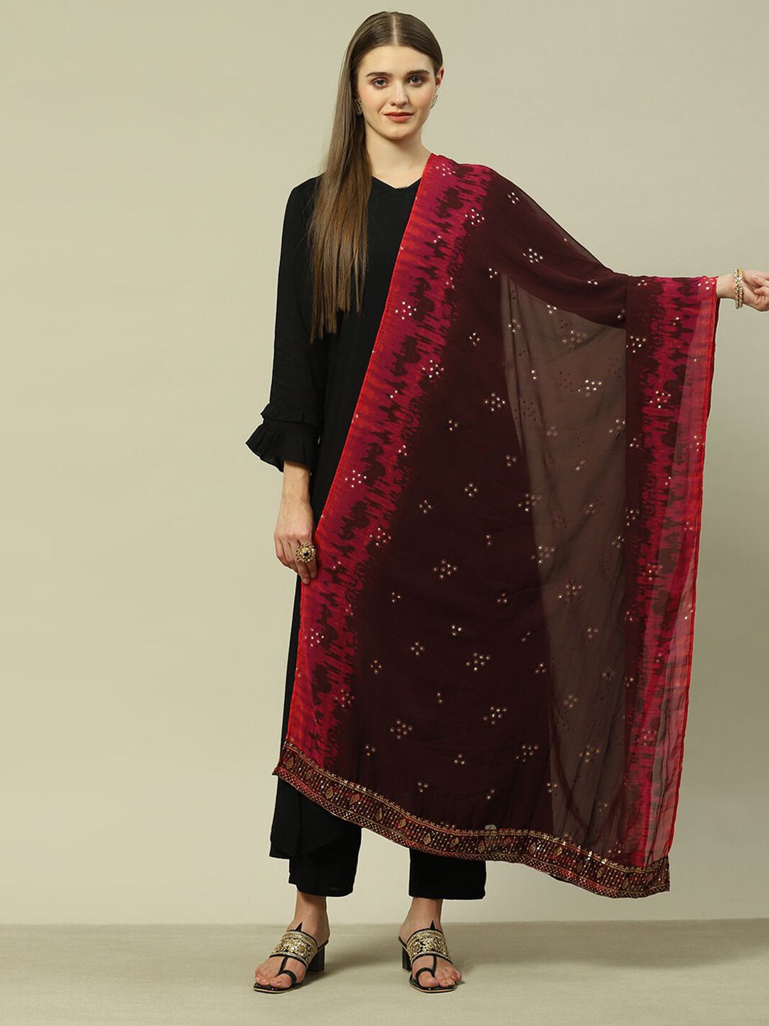 

Rangriti Ethnic Motifs Printed Dupatta, Maroon