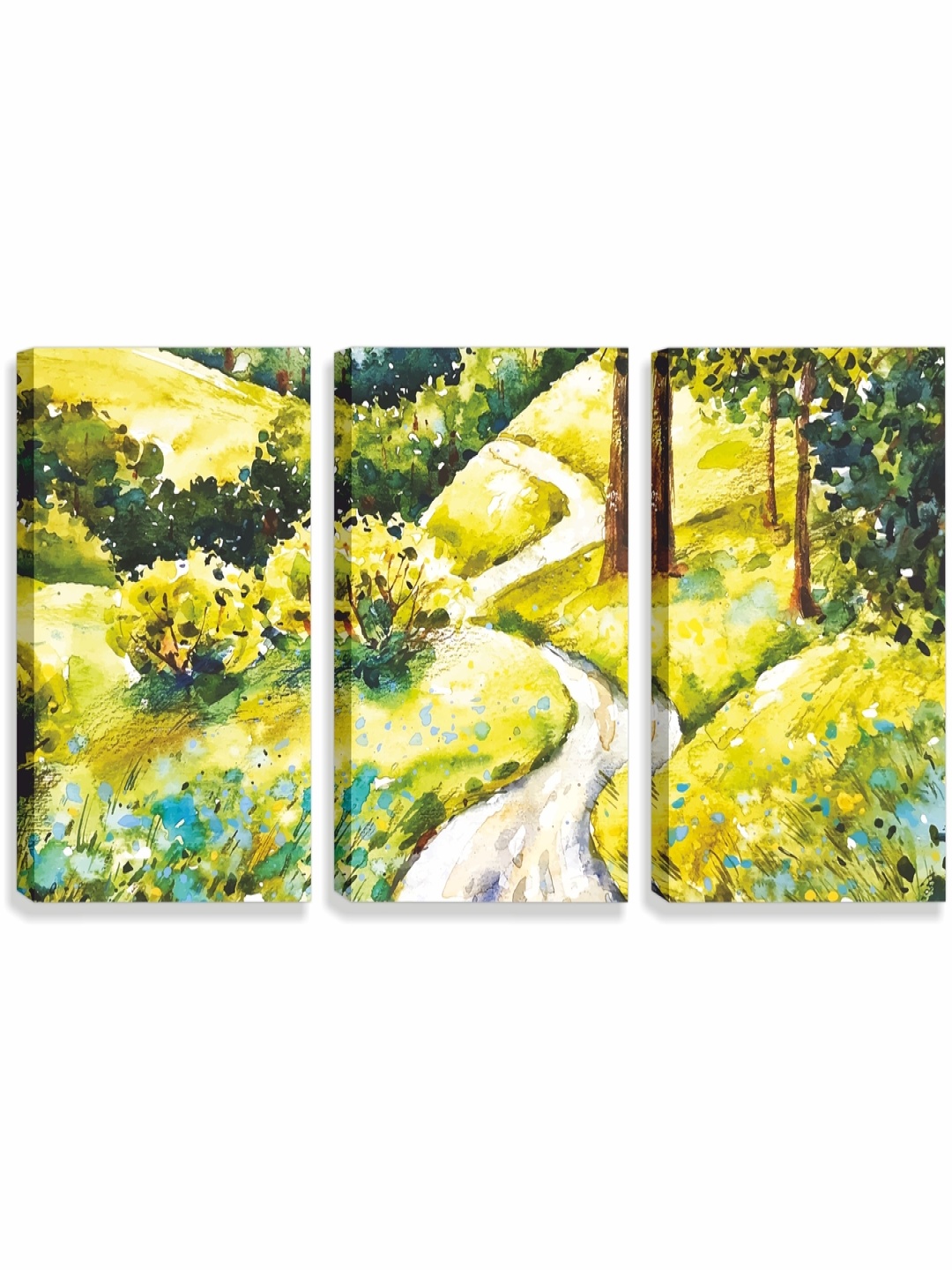 

CVANU Yellow & Green 3 Pieces Canvas Floral and Botanical Wall Paintings