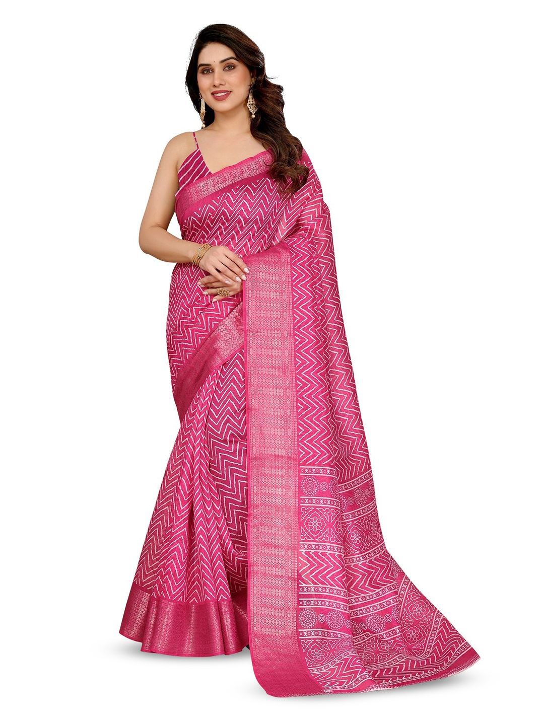 

Moda Rapido Zari Saree, Pink