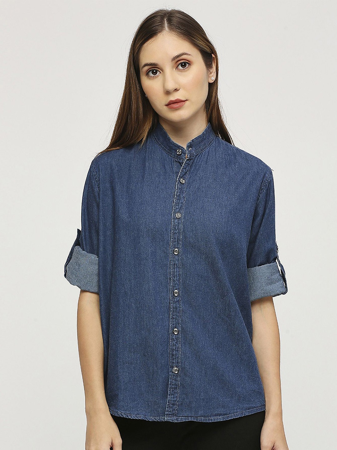 

CEFALU Women Opaque Casual Shirt, Blue