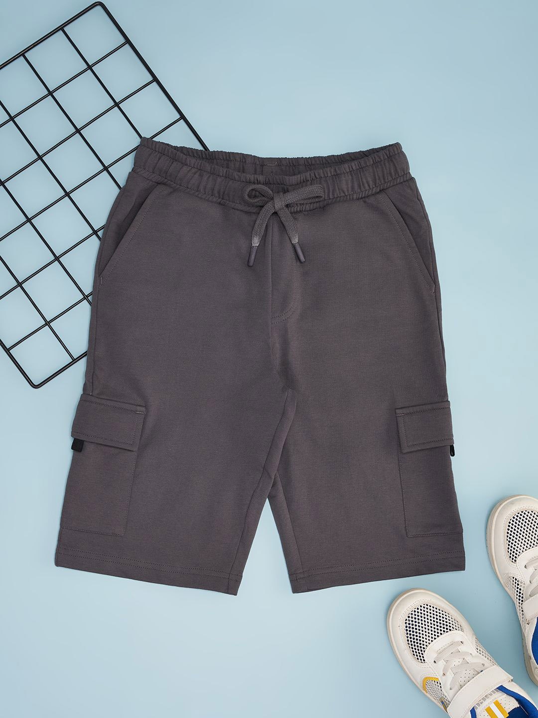 

Pantaloons Junior Boys Regular Fit Cotton Cargo Shorts, Grey