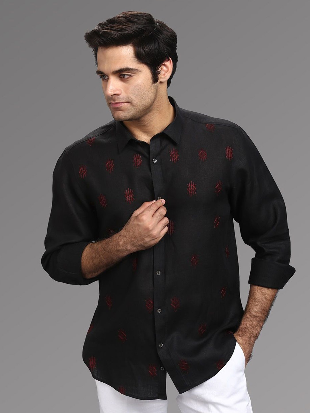 

ASUKA Men Opaque Casual Shirt, Black