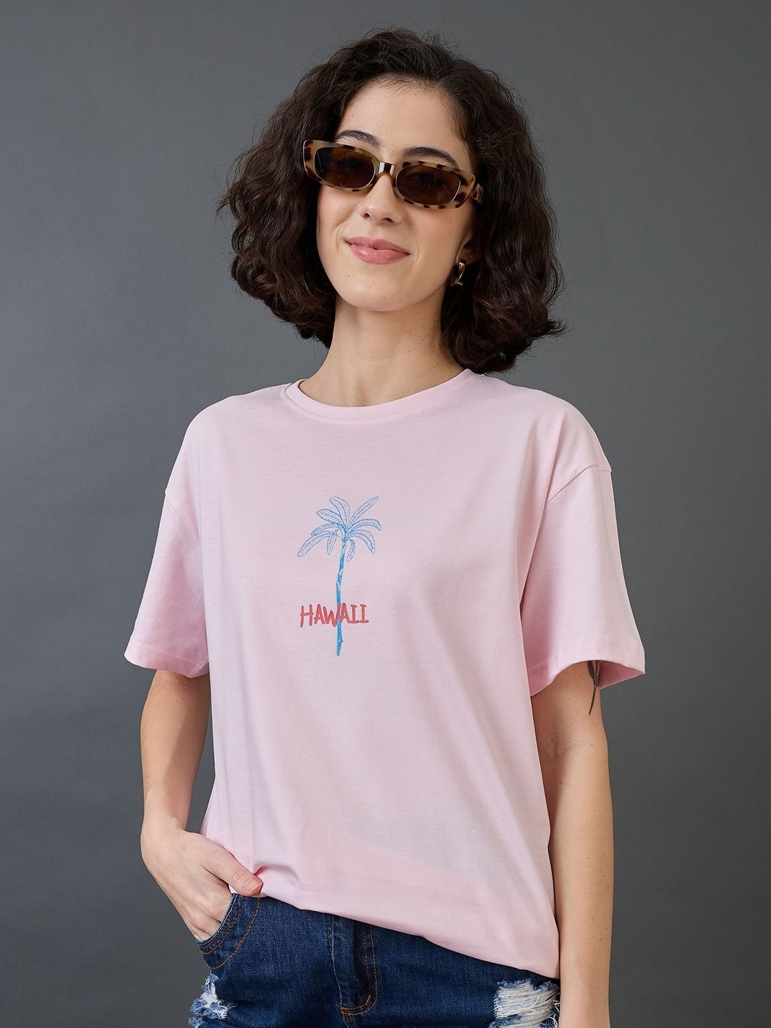 

Mast & Harbour Women Printed T-shirt, Pink