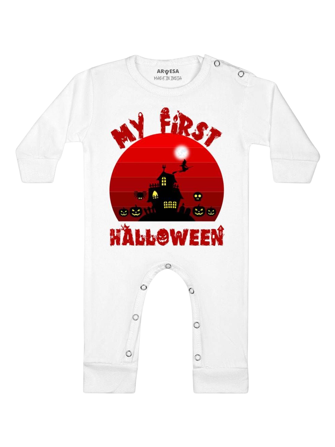 

Arvesa First Halloween Printed Baby Romper, White