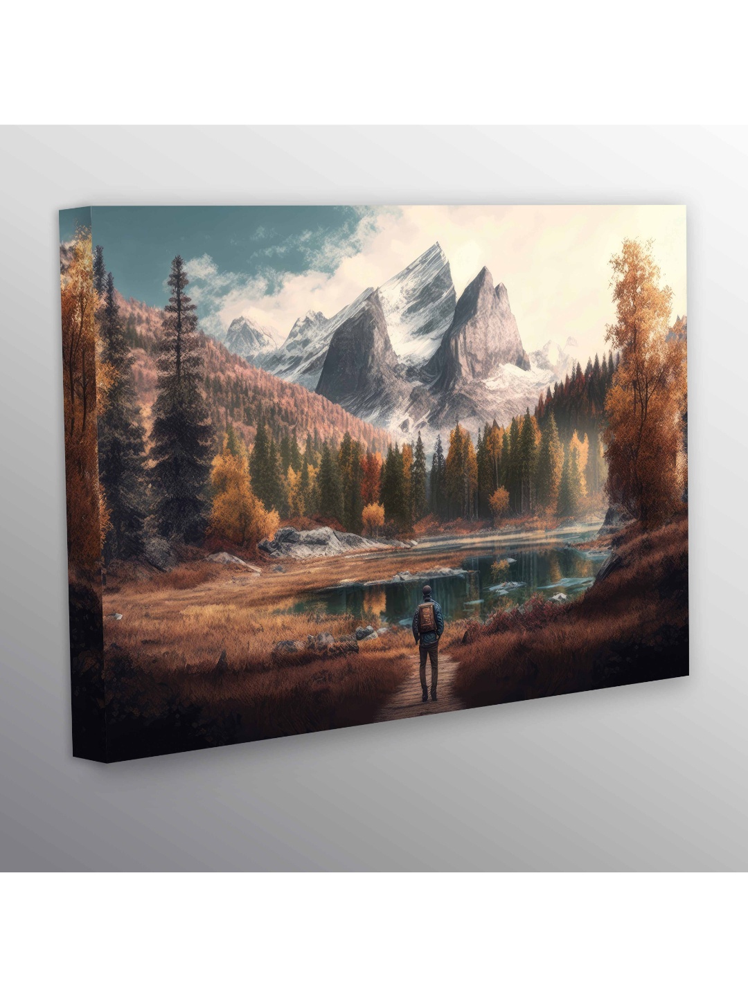 

CVANU Brown & Grey Abstarct Canvas Painting Wall Art