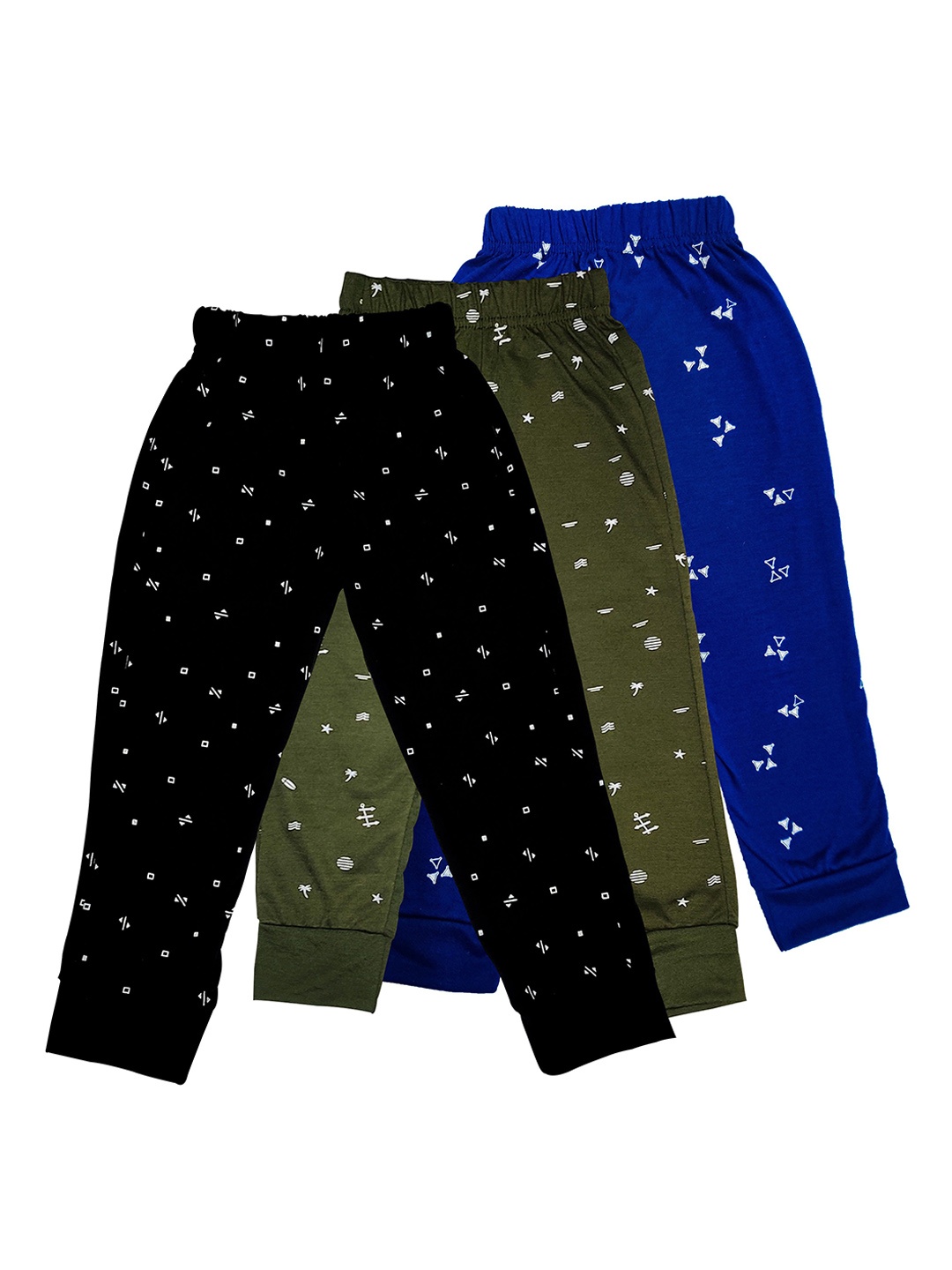 

Surfbae Kids Pack Of 3 Printed Cotton Joggers, Blue