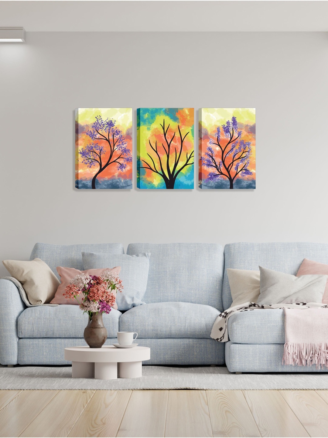 

CVANU 3 Pieces Yellow & Orange Tree Canvas Painting Wall Art