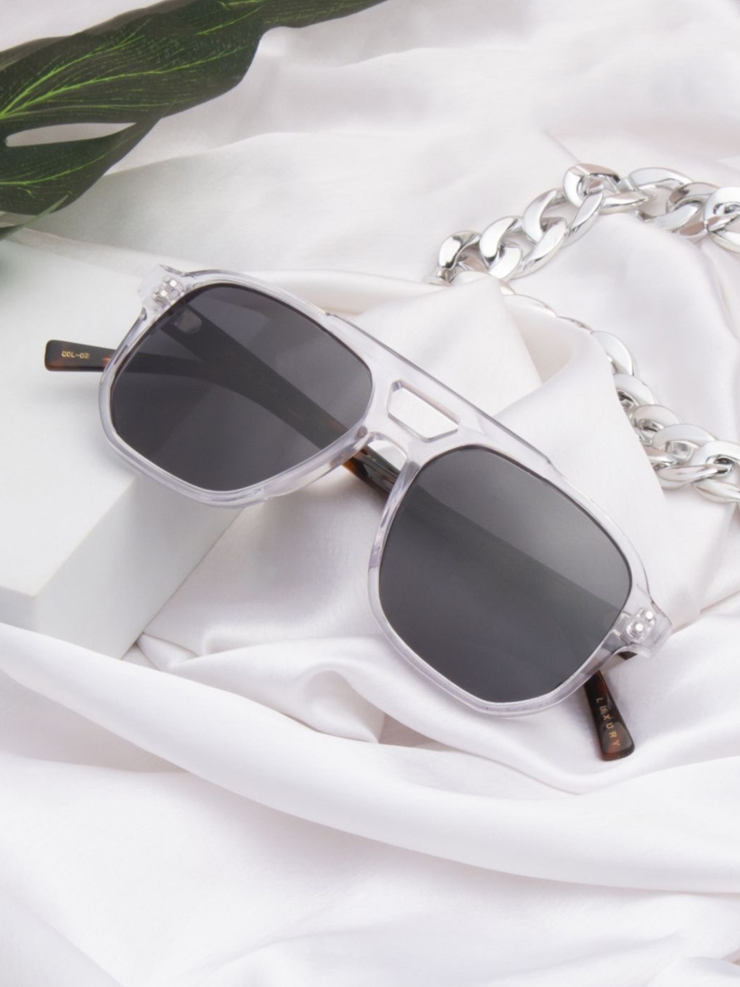 

Ted Smith Premium Acetate Unisex Aviator Sunglasses with Polarised Lens, Black