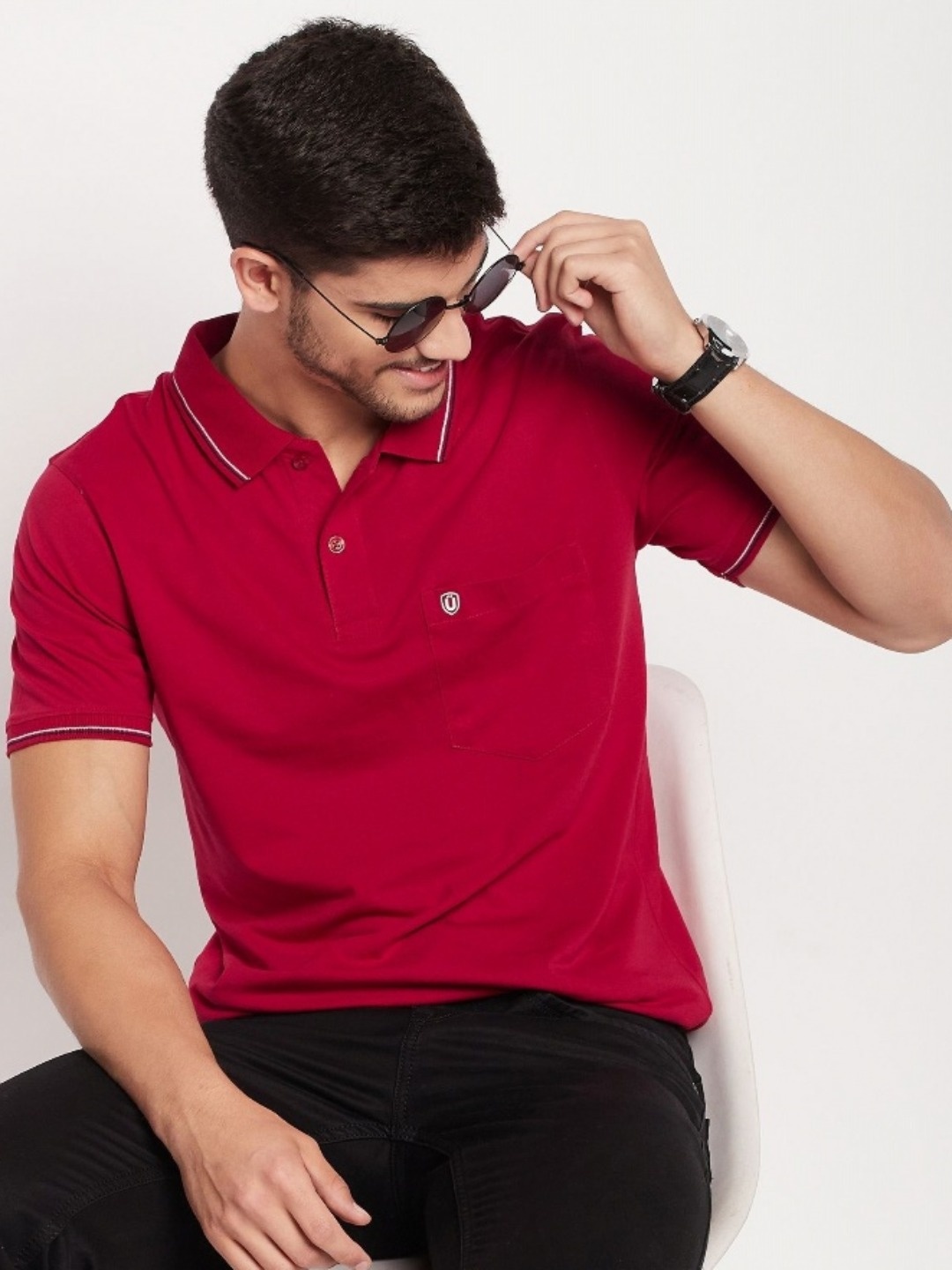 

UNIBERRY Men Polo Collar T-shirt, Red