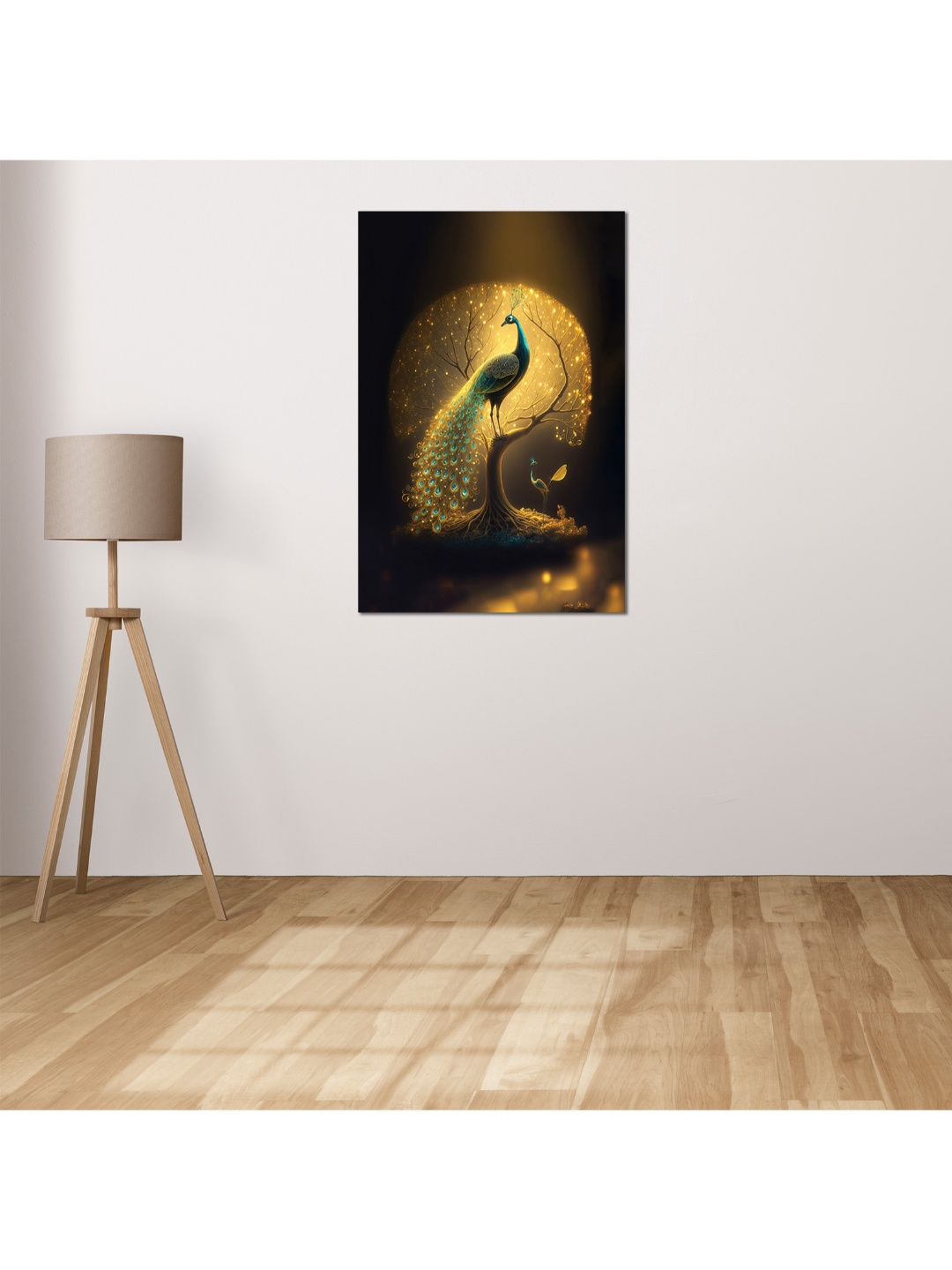 

CVANU Gold Toned & Blue Canvas Painting Wall Art