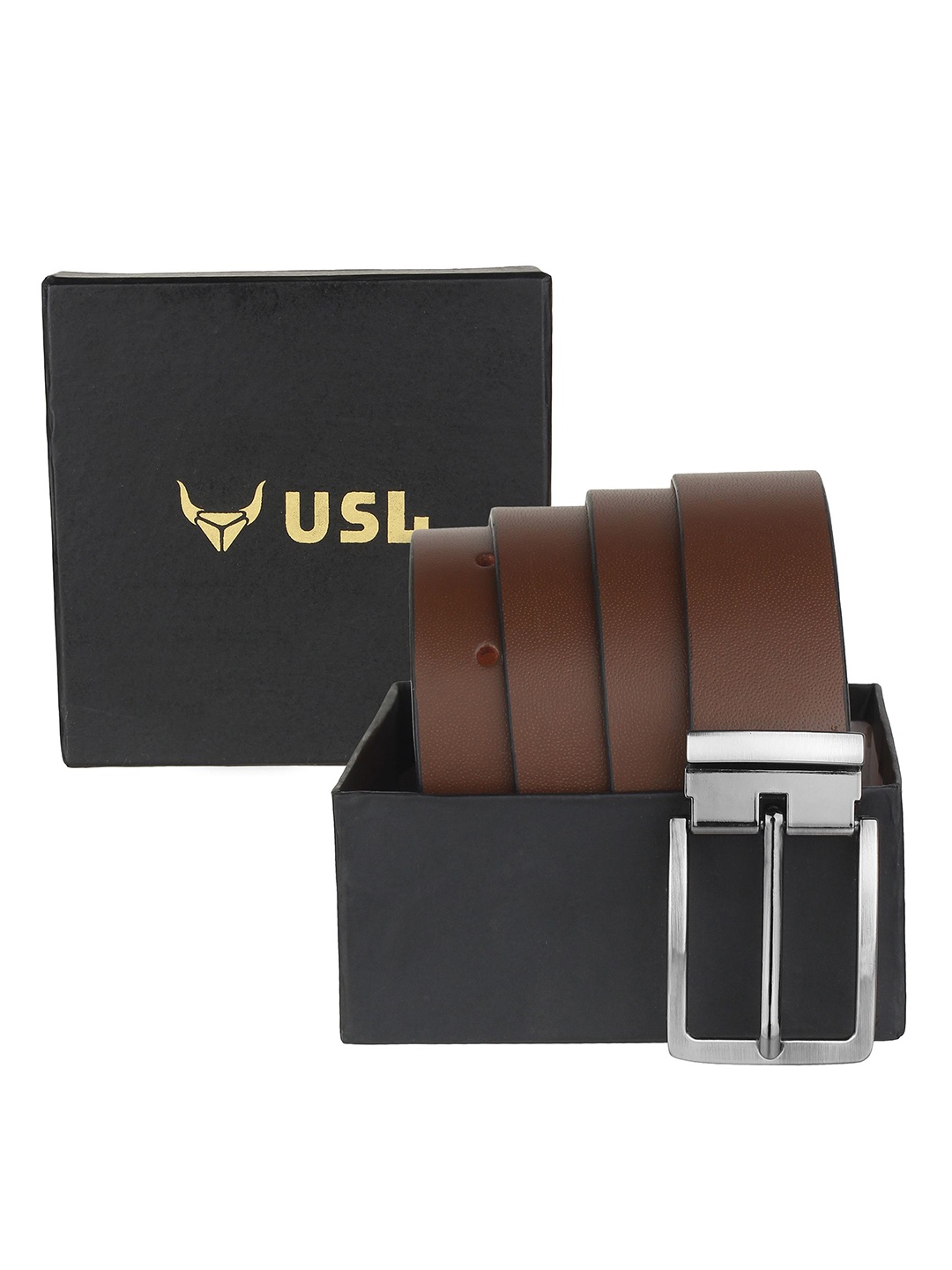 

USL Men Leather Formal Belt, Brown