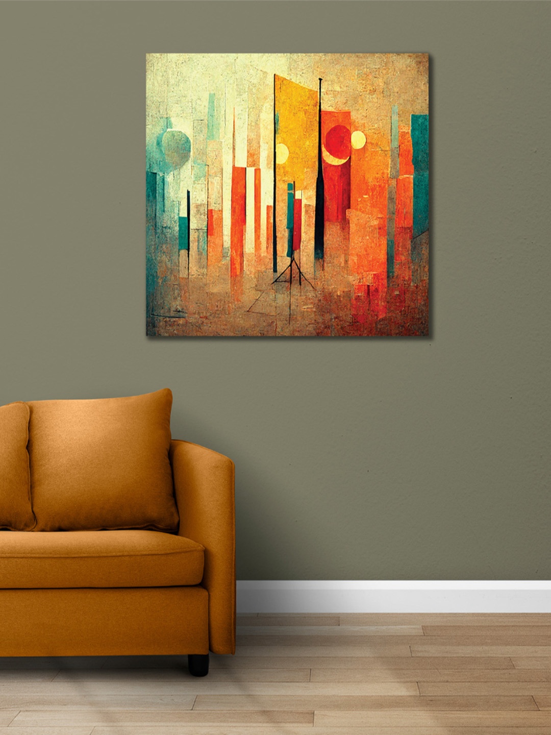 

CVANU Orange & Blue Abstarct Canvas Painting Wall Art