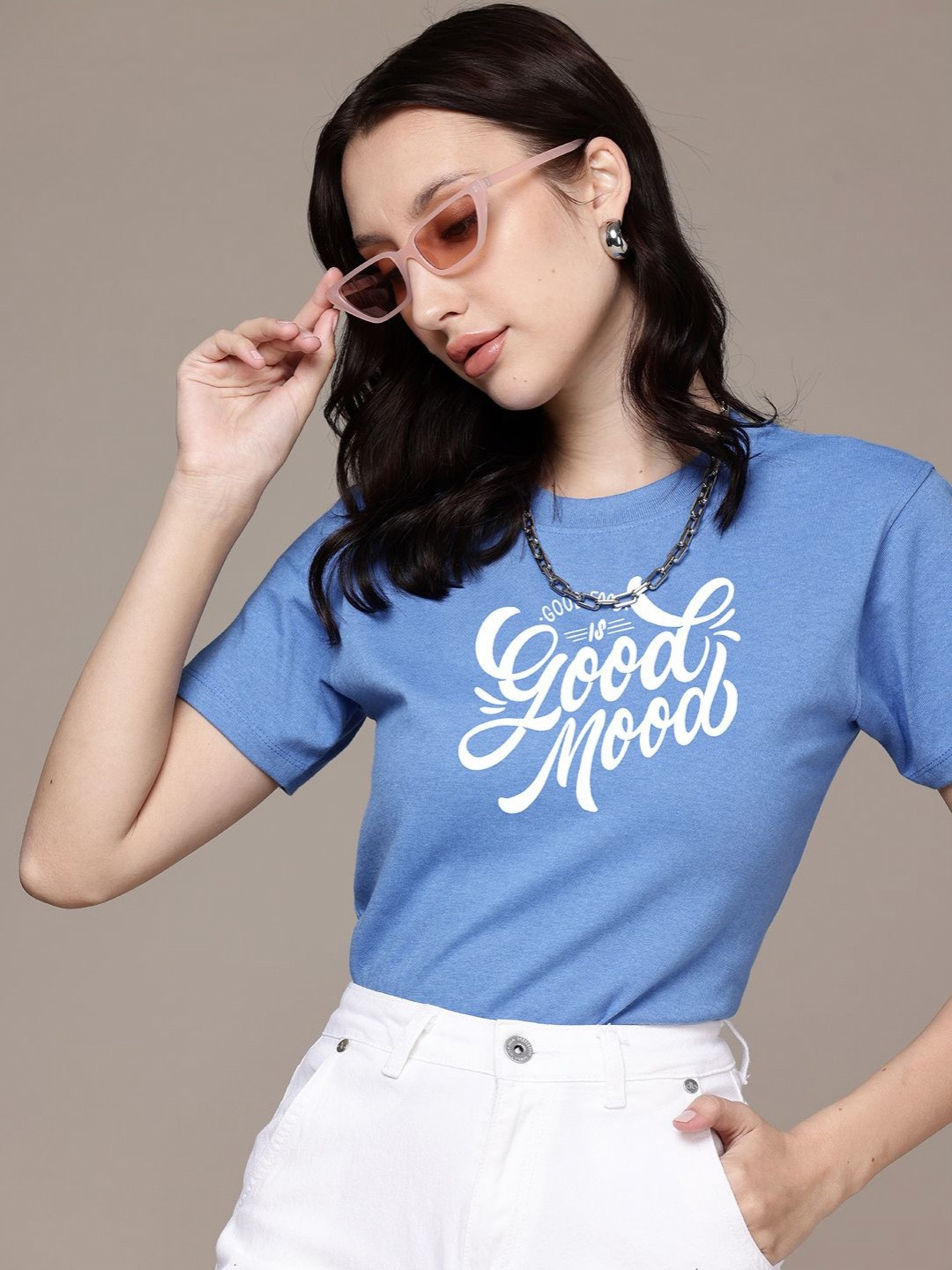 

Moda Rapido Women Typography Printed T-shirt, Blue