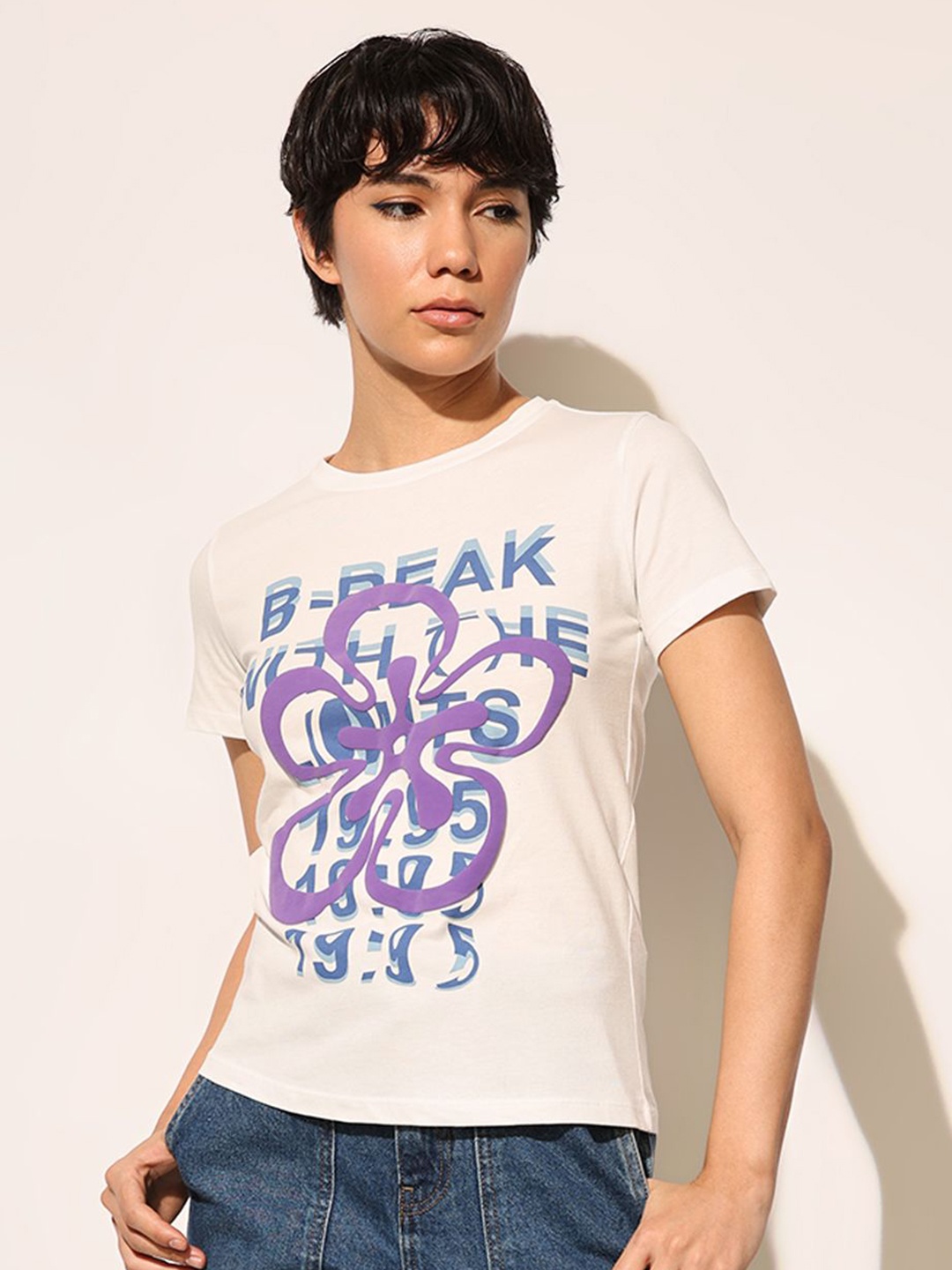 

ONLY Women Typography Printed T-shirt, White