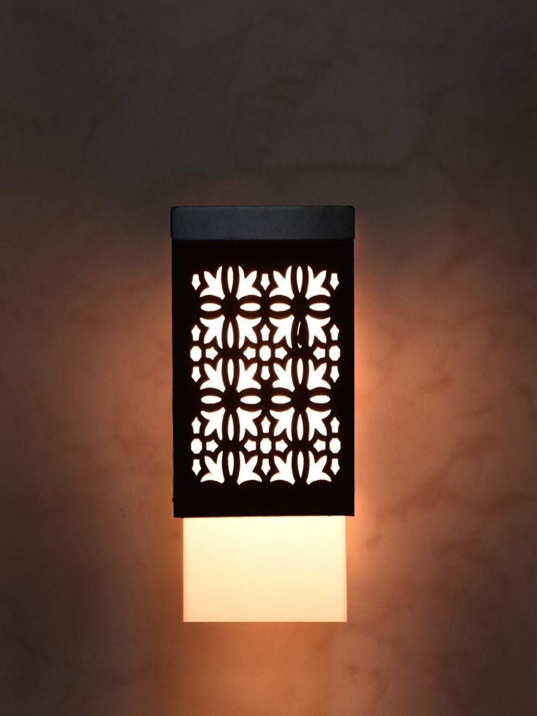 

Gojeeva Black & White Textured Square Shaped Wooden Ceiling Wall Lamp