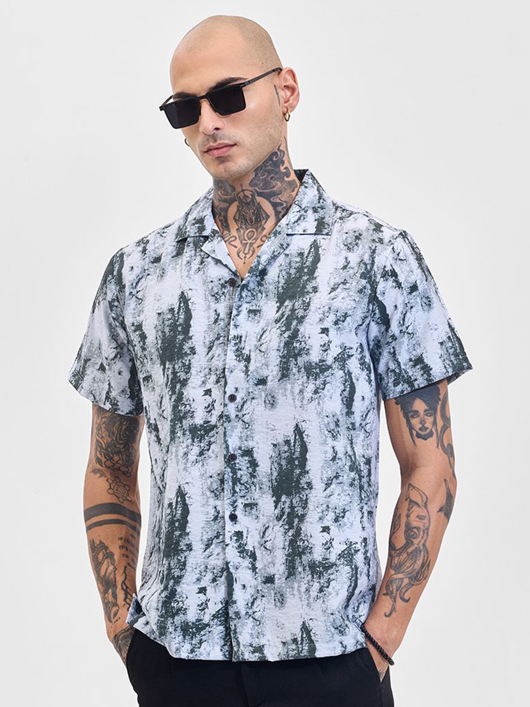 

Snitch Men Boxy Opaque Printed Casual Shirt, Blue