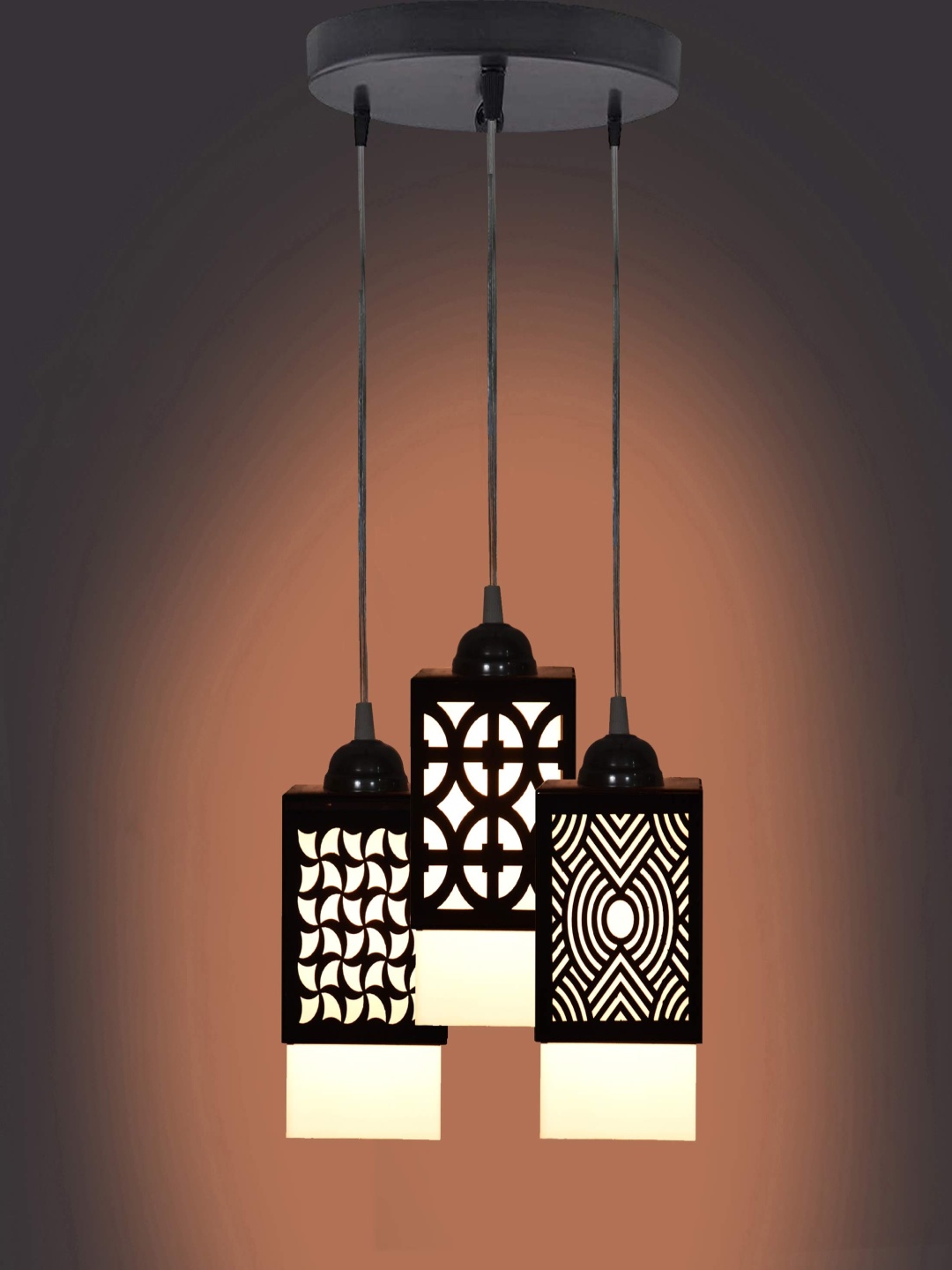

Gojeeva Black & White Textured Wooden Square Shaped Wall Lamp