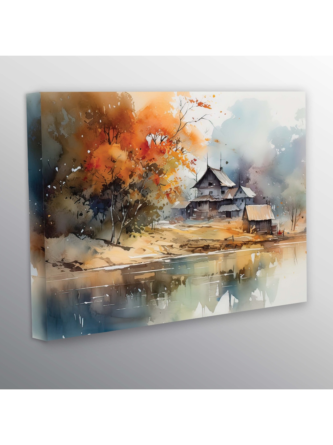 

CVANU White & Orange Canvas Painting Wall Art