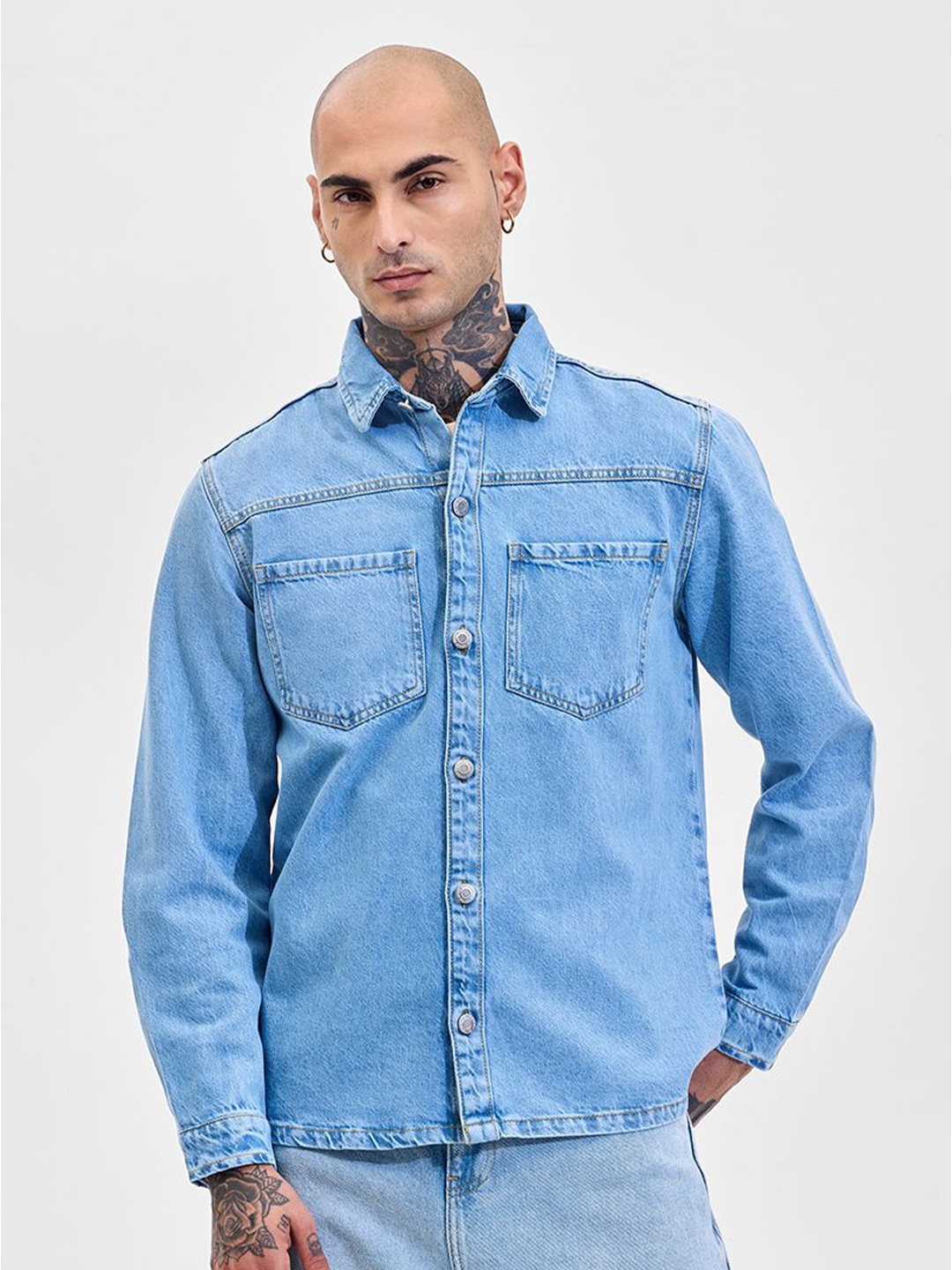 

Snitch Men Relaxed Opaque Casual Shirt, Blue