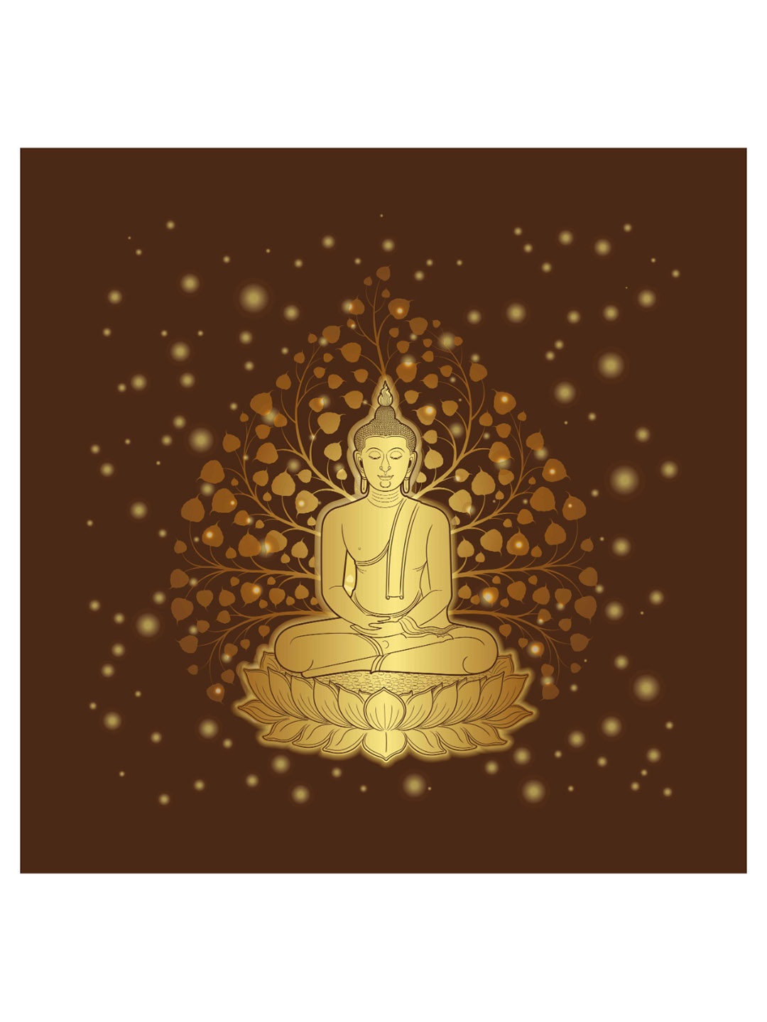 

CVANU Brown & Gold-toned Buddha Canvas Painting Wall Art