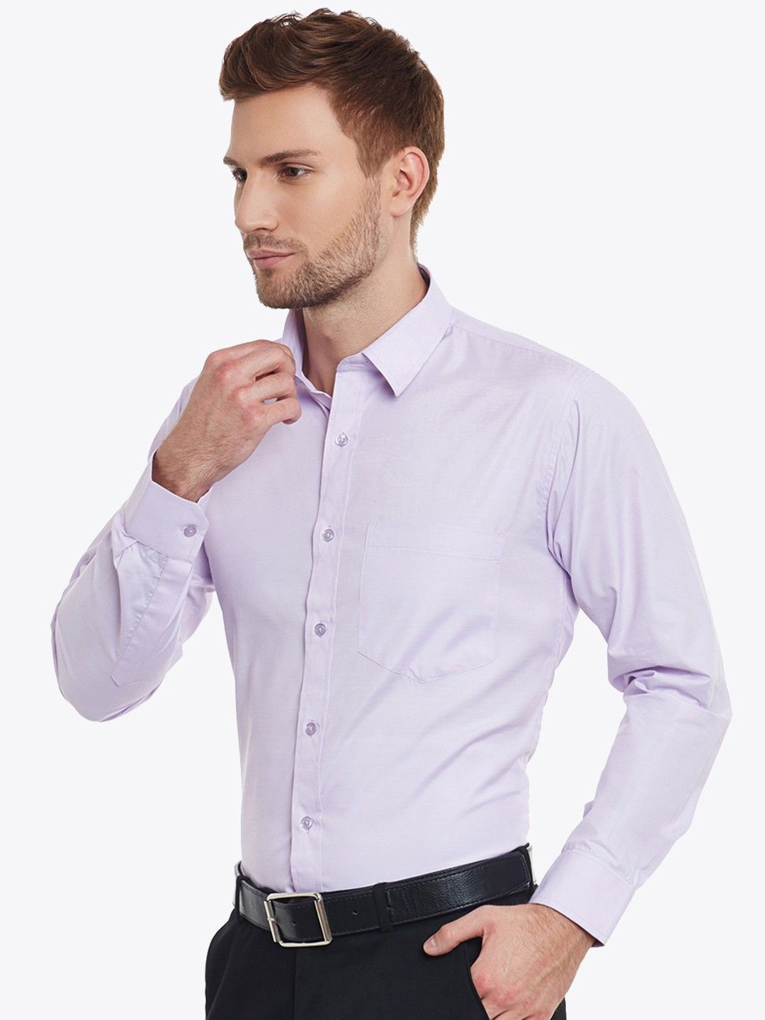 

PulseIQ Men Slim Fit Opaque Formal Shirt, Pink