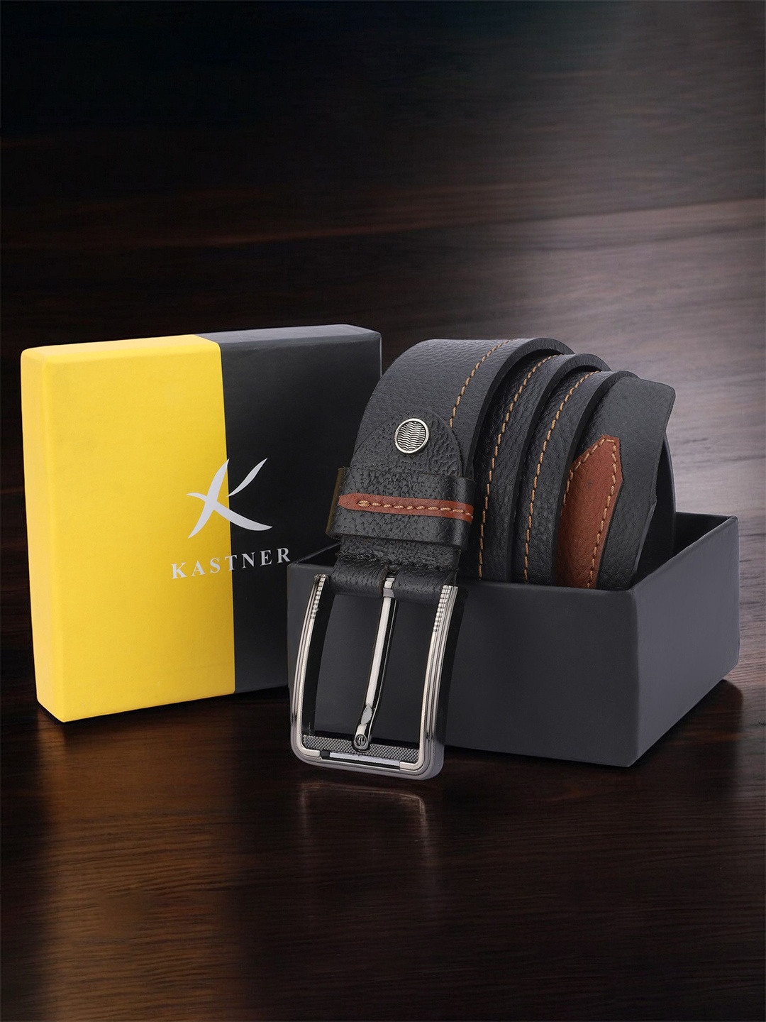

Kastner Men Leather Formal Belt, Black