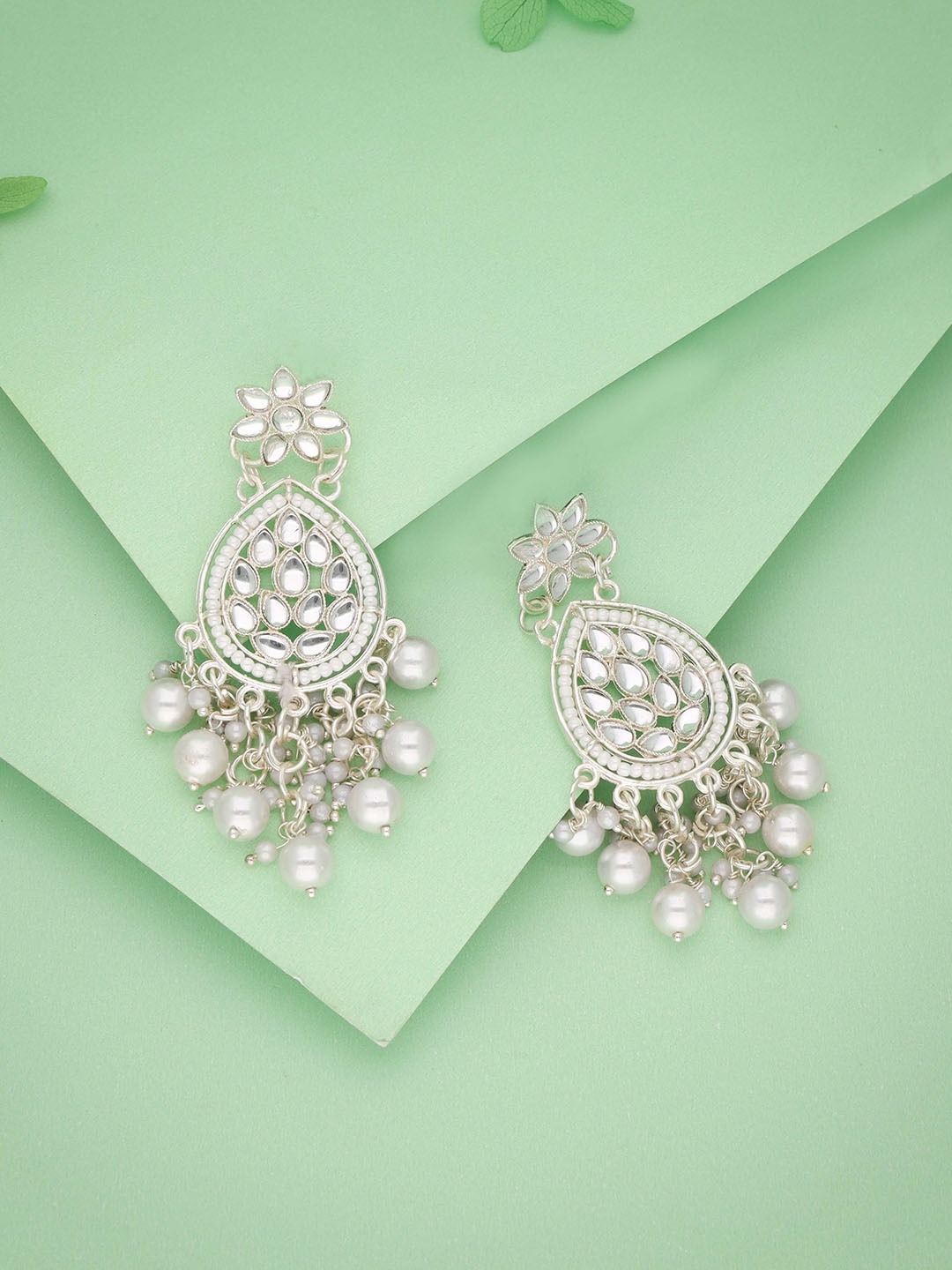 

Anouk Silver-Plated Artificial Beads Contemporary Jhumkas